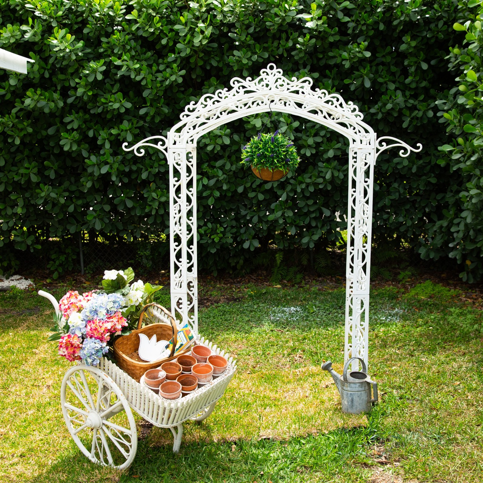 18-In UV Resistant Artificial Lavender Hanging Basket Indoor Outdoor Decor