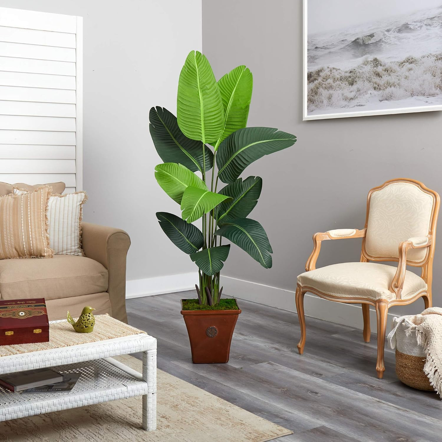 5.5Ft. Artificial Travelers Palm Tree in Stylish Brown Planter