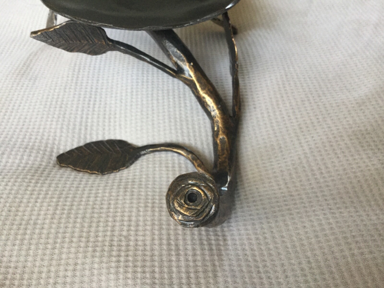 Bronze Handmade Wrought Iron Rose Candleholder 