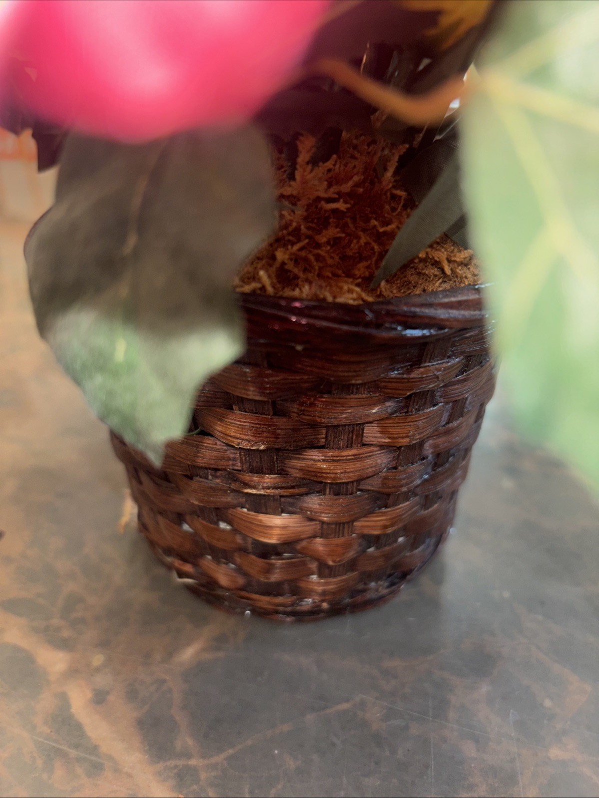 Artificial Floral Arrangement Pot Included (wicker Basket)