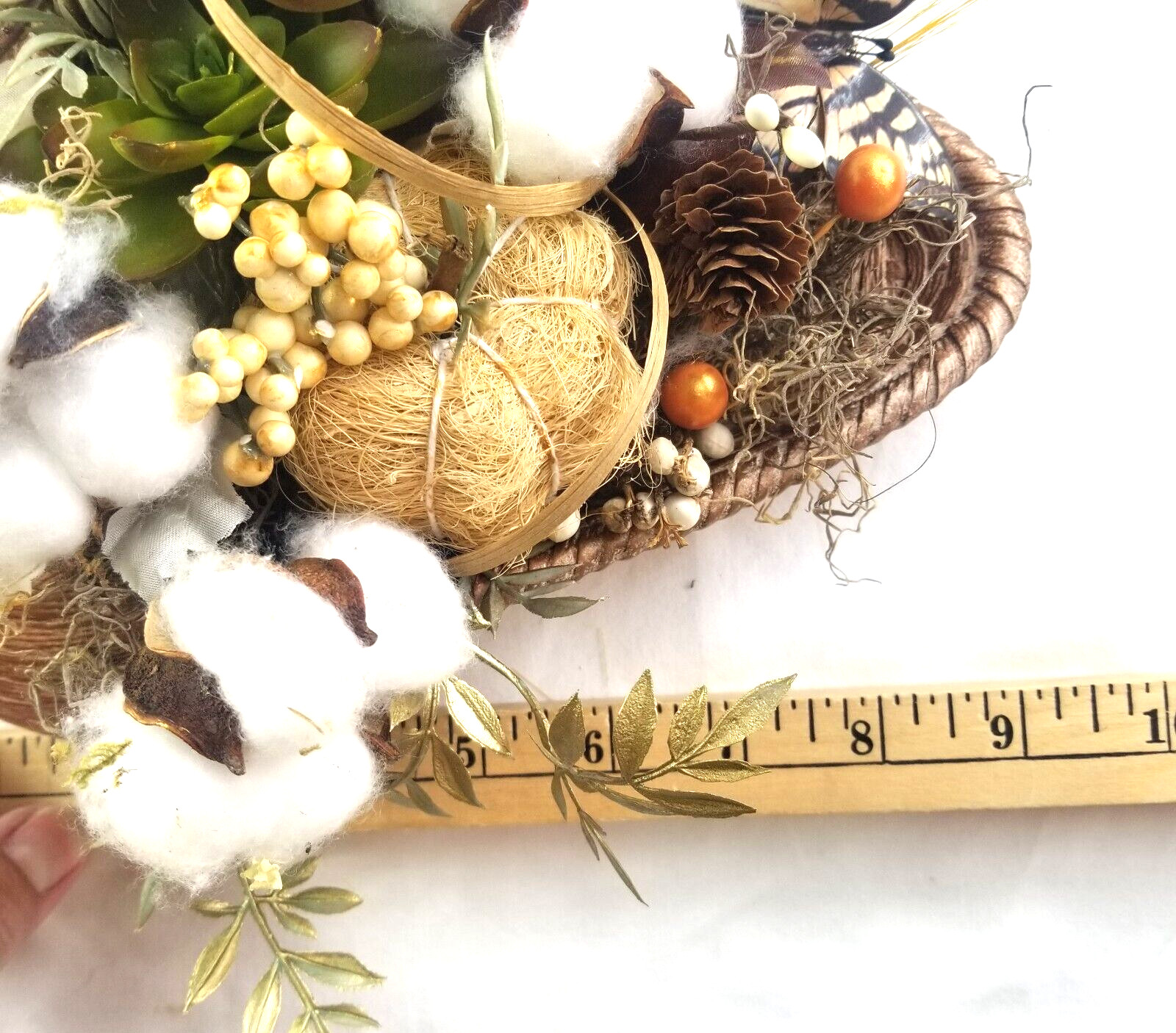 Wall Pocket ceramic basket Fall Flowers 9 x 7″