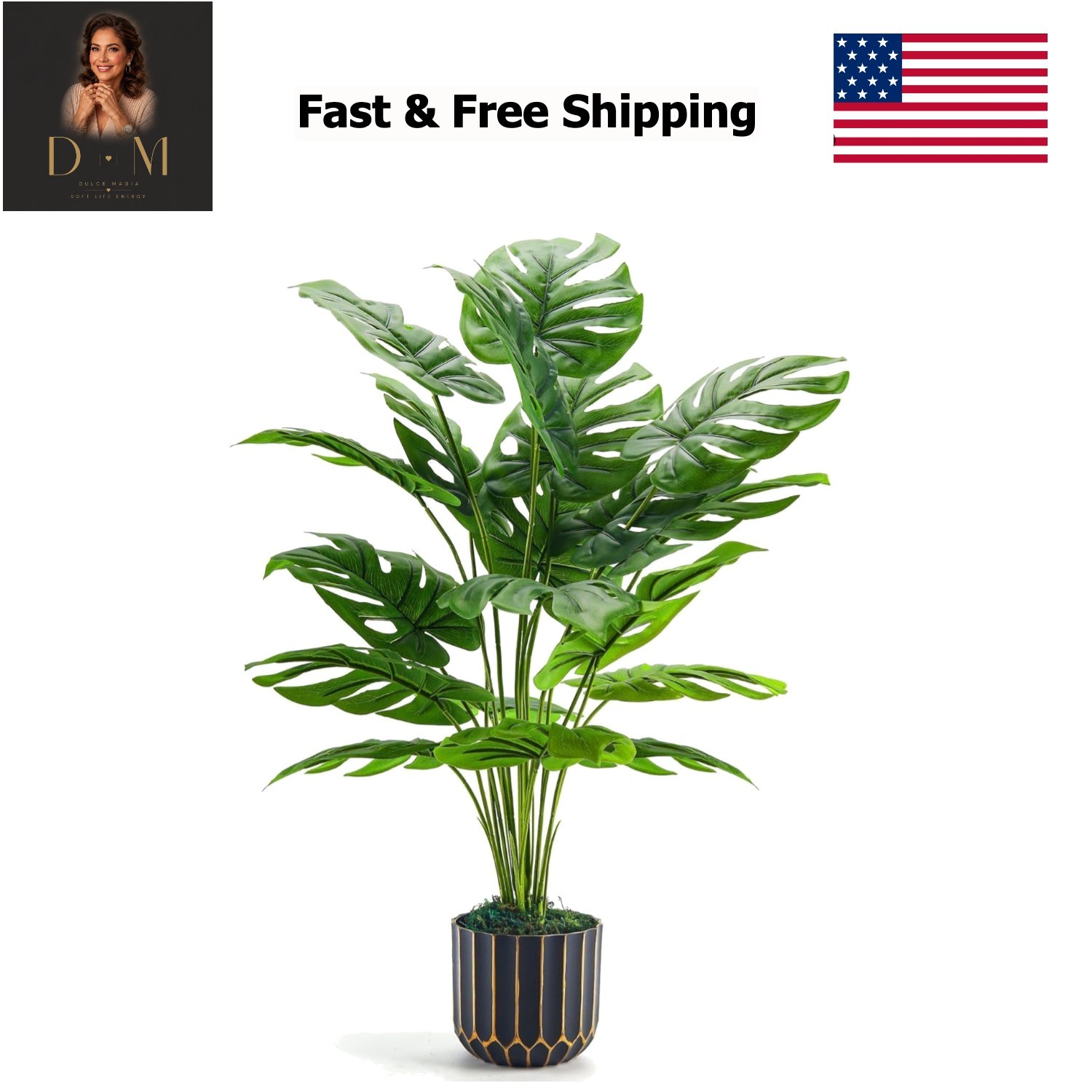 28” Fake Plants Tall Artificial Monstera Faux Plants Indoor Outdoor Tree for…
