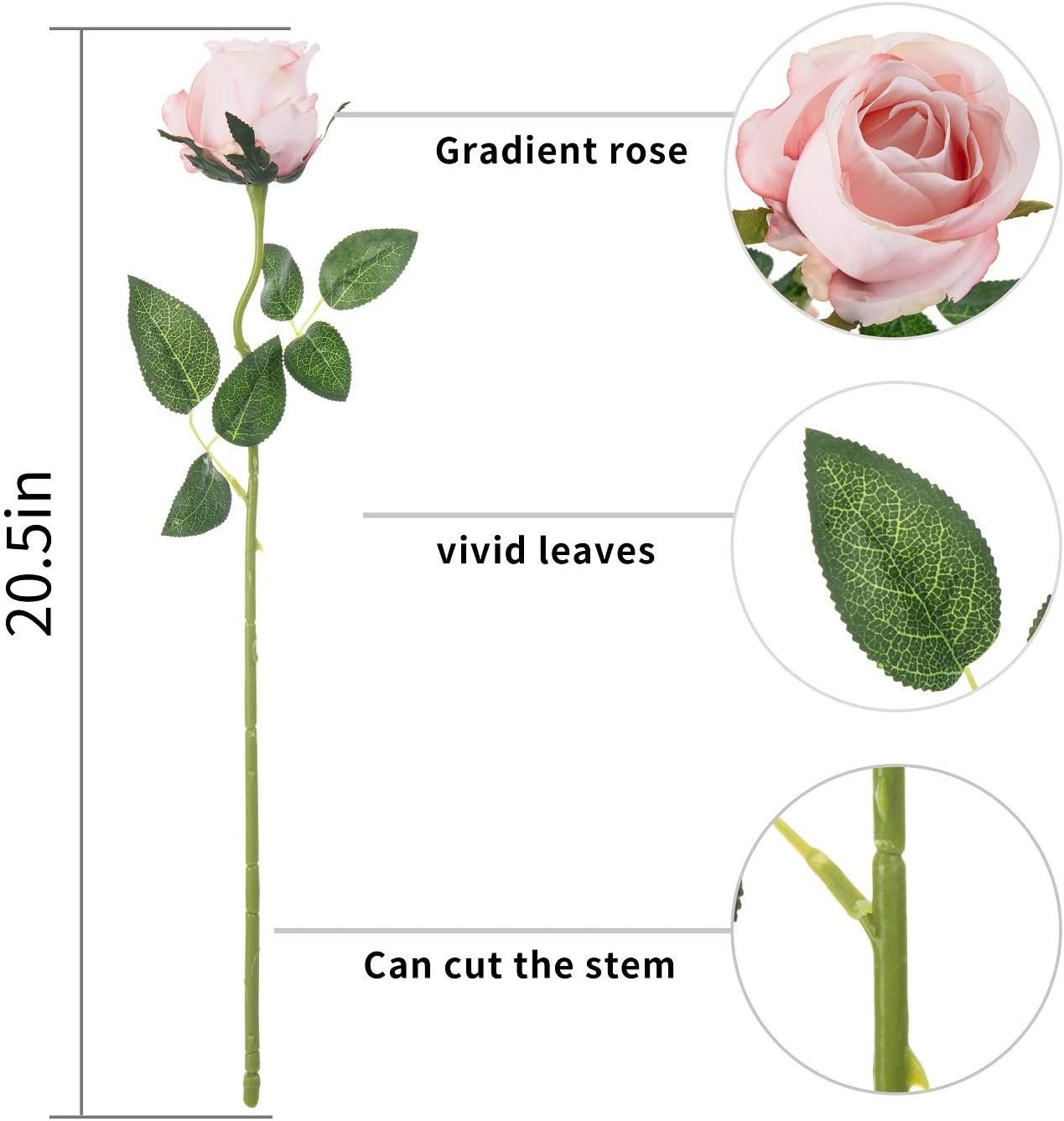 10pcs Artificial Rose Flowers Long Stem Fake Silk Roses for DIY Wedding Bouquet