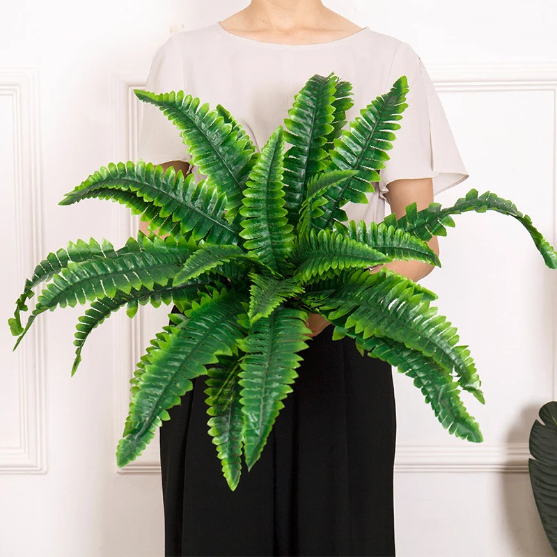 2Pcs Artificial Boston Fern Bush UV Resistant Large Faux Ferns Artificial Plants