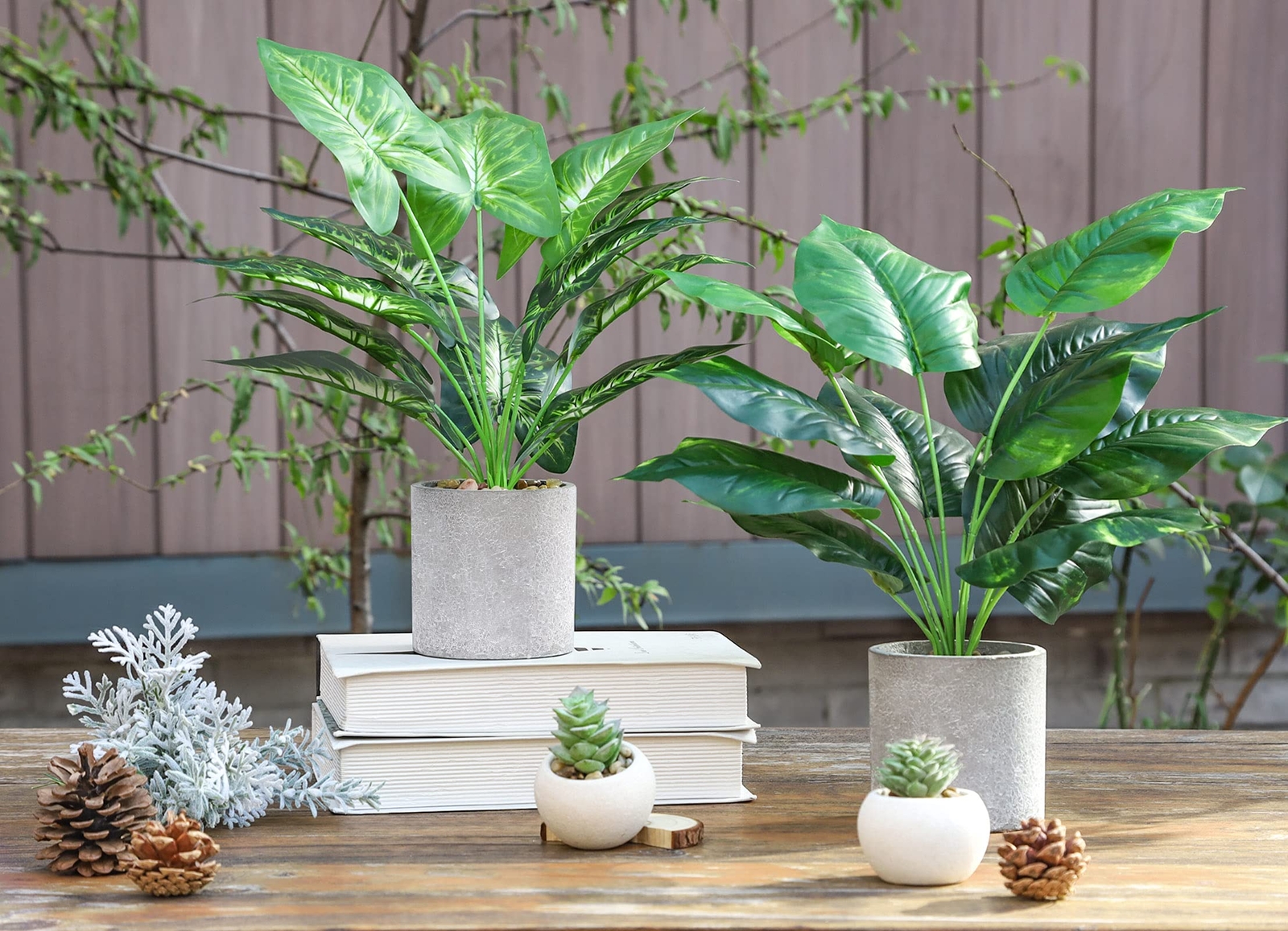 2Pcs 16″ Small Fake Potted Plants Indoor Decor for Office Desk Kitchen