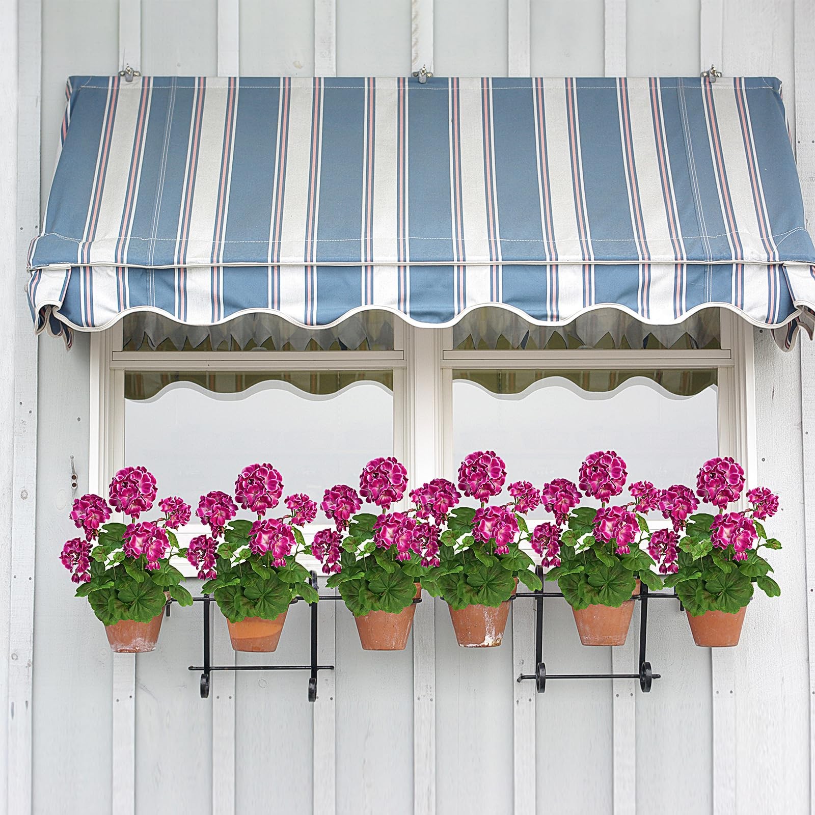 2 PCS 18″ Artificial Geraniums for Outdoors, UV Resistant Magenta Silk Flower…