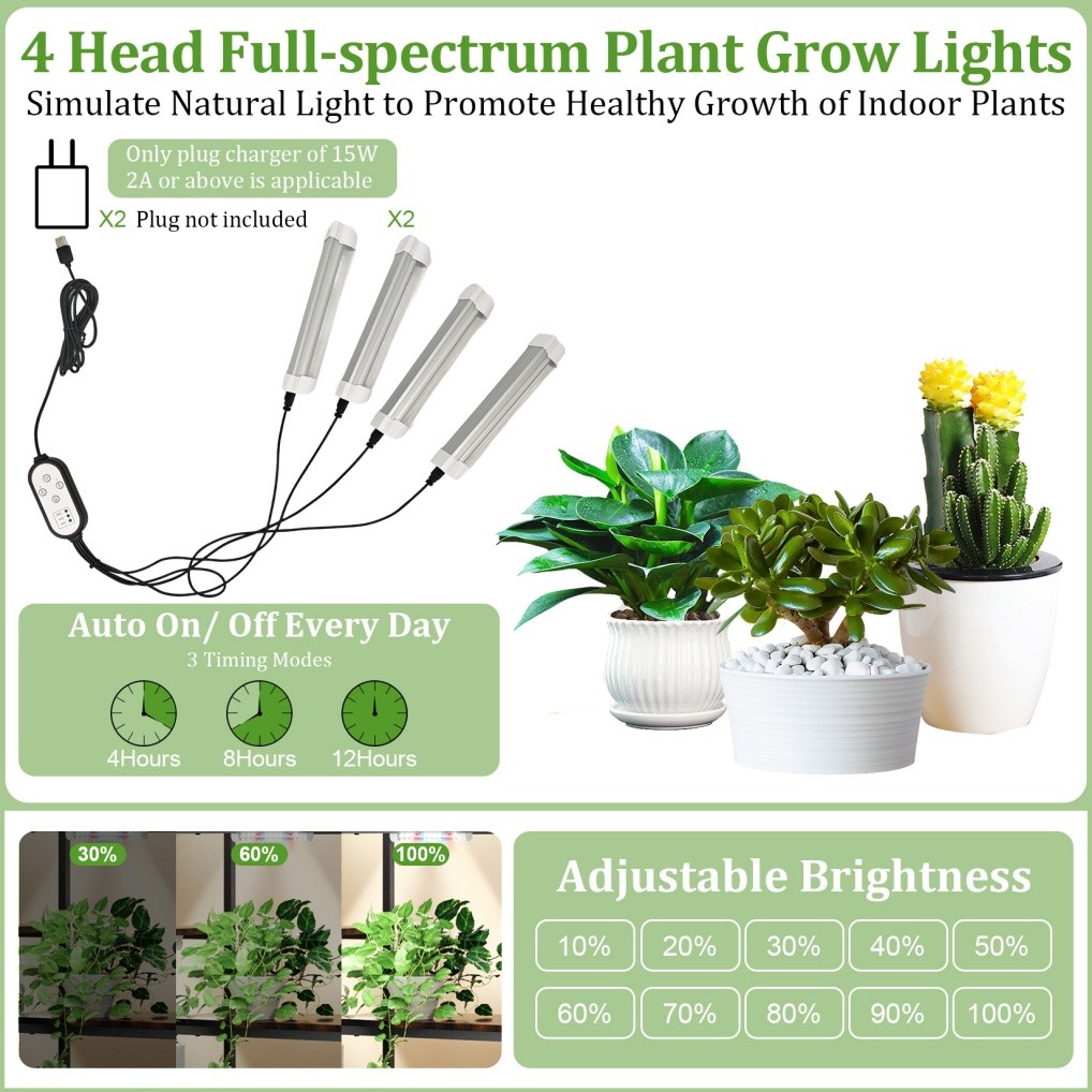Heavy Duty Plant Stand with Grow Lightstall LED Half-moon Storage Display Shelf