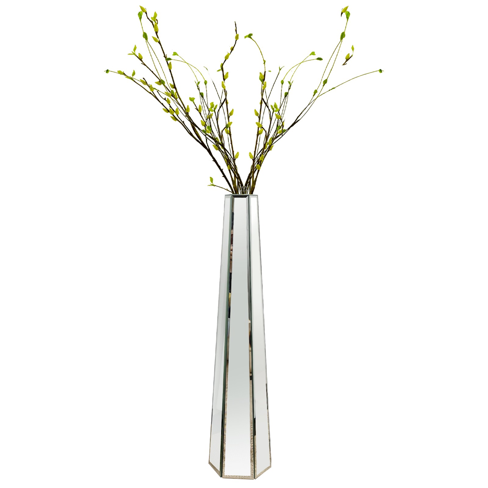 30″ Tall Mirrored Floor Vase,Modern Silver Glass Flower Vase for Living Room USA