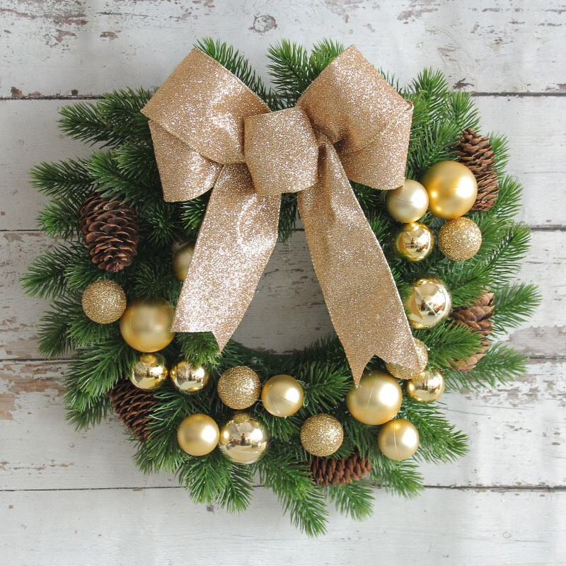 Artificial Seasonal Christmas Holiday Wreath for Front Door or Porch