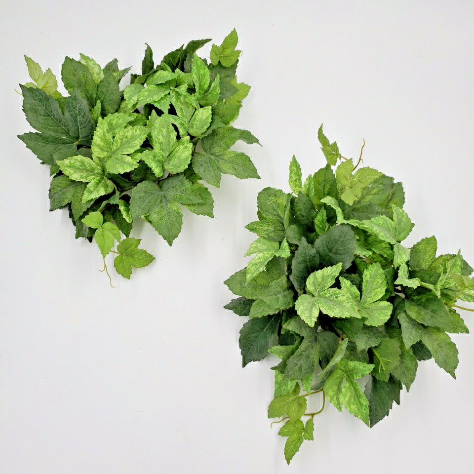 Artificial Ivy Leaf Vine Vtg Pillar Candle Ring SET of 2 Plastic Fabric Greenery