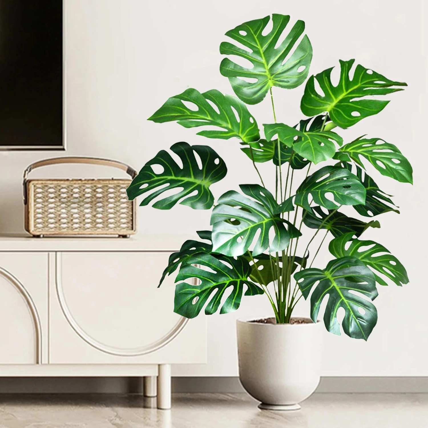 52-104cm Artificial Monstera Plant Fake Palm Tree for Home Garden Decor