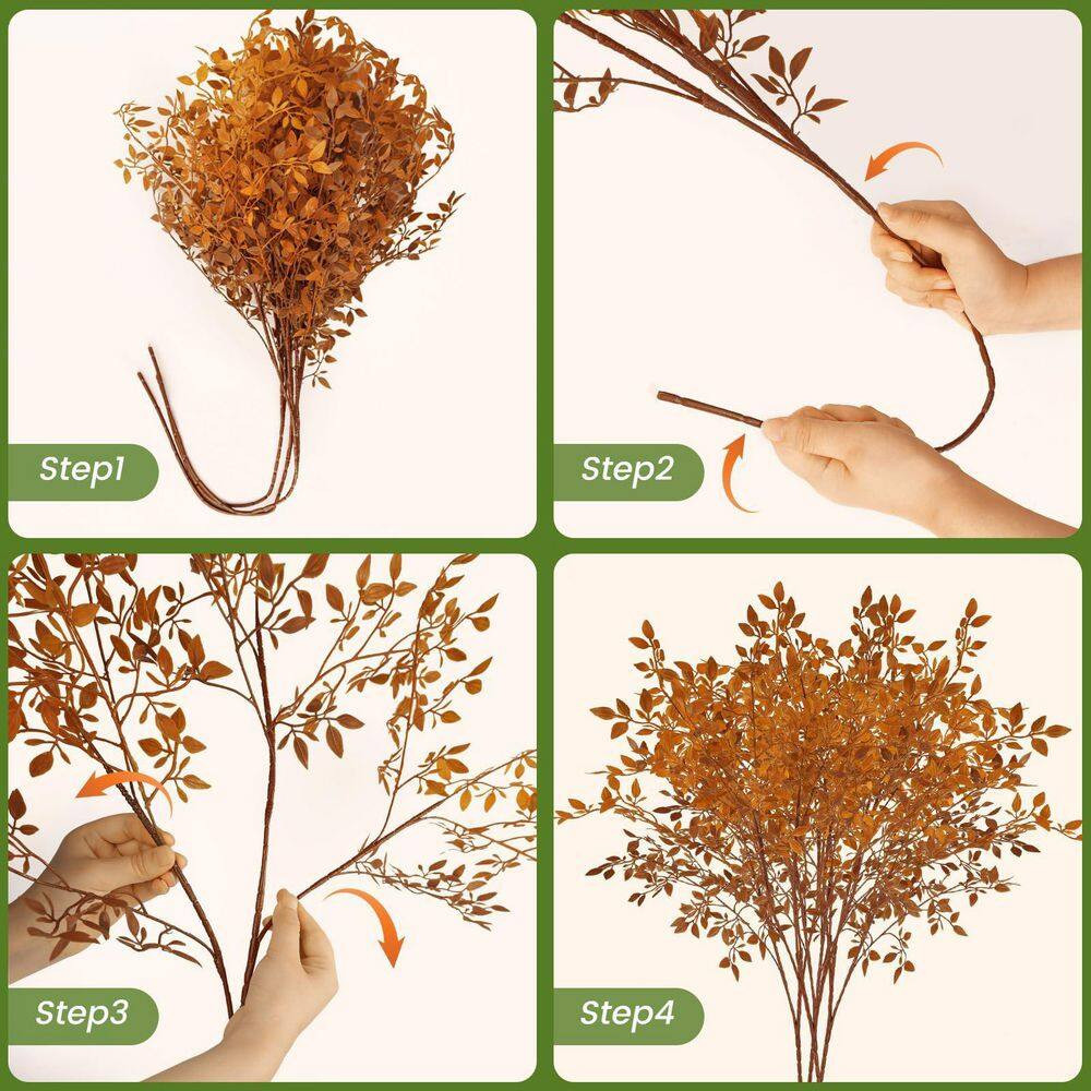 43.3 In. Autumn Artificial Foliage Nandina Branches with Lifelike Leaves for Vas
