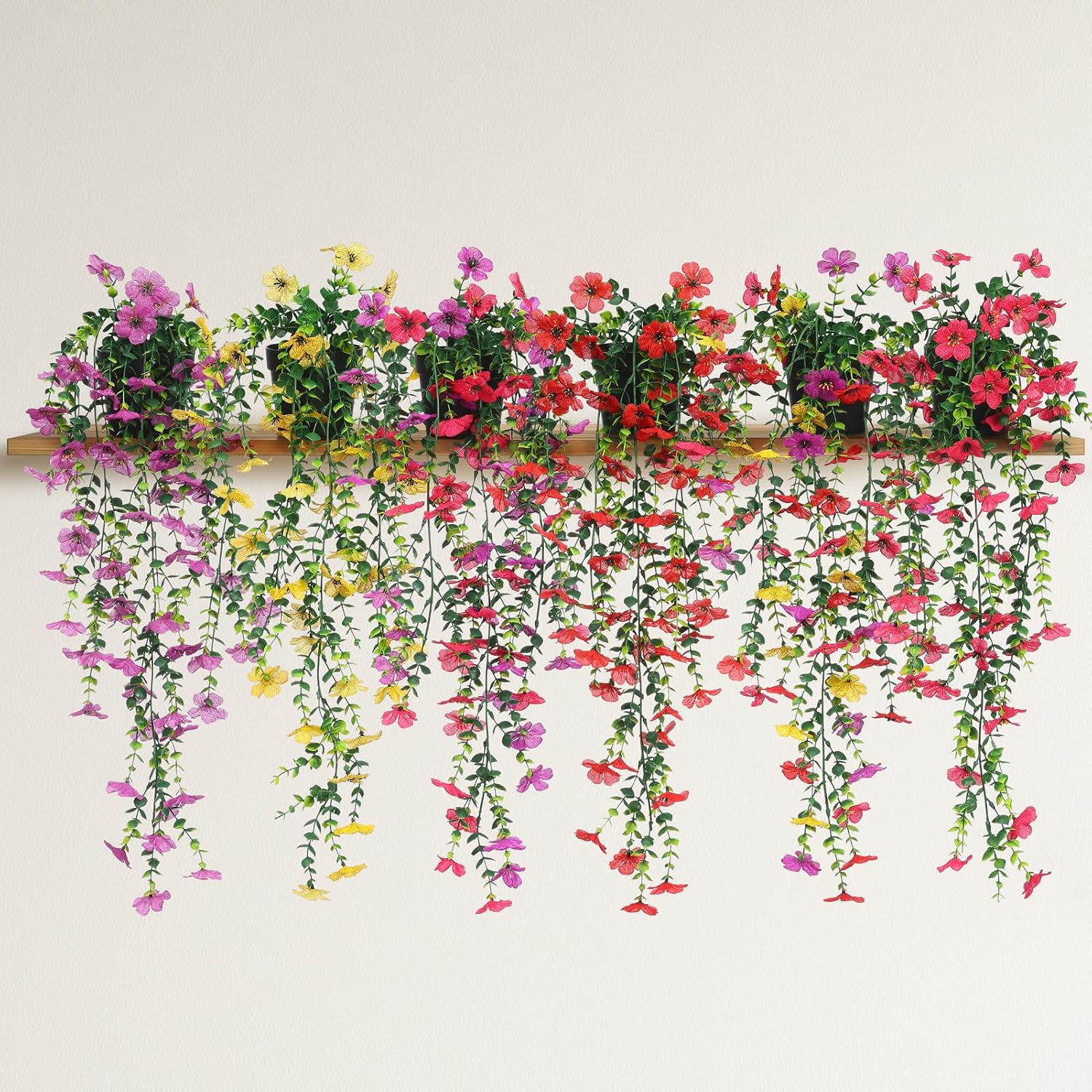 Fake Plants Hanging Artificial Potted Faux Eucalyptus Plants and Flowers for …