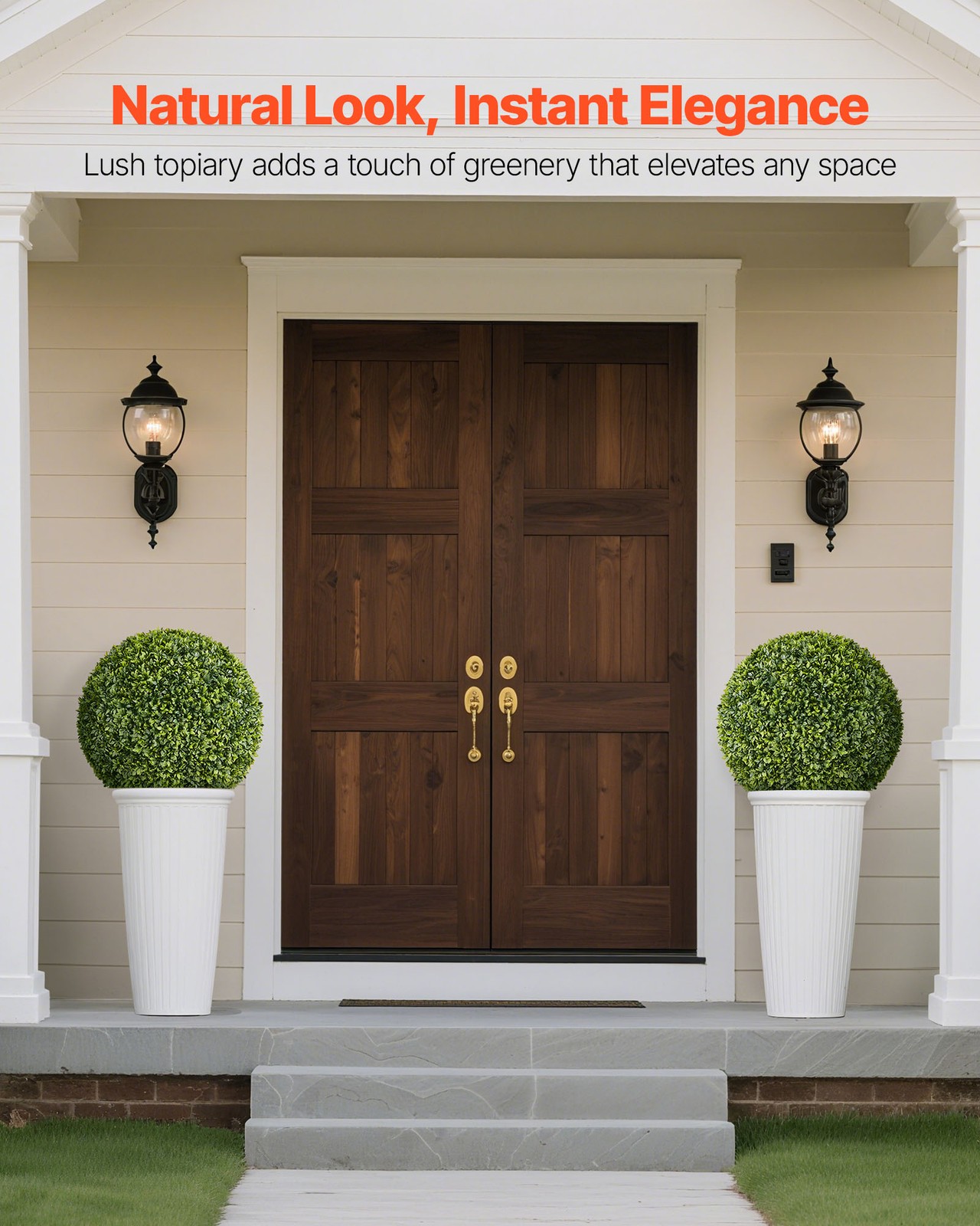 VEVOR Artificial Topiary Ball 23 Inch Faux Boxwood Plant Home Garden Wedding