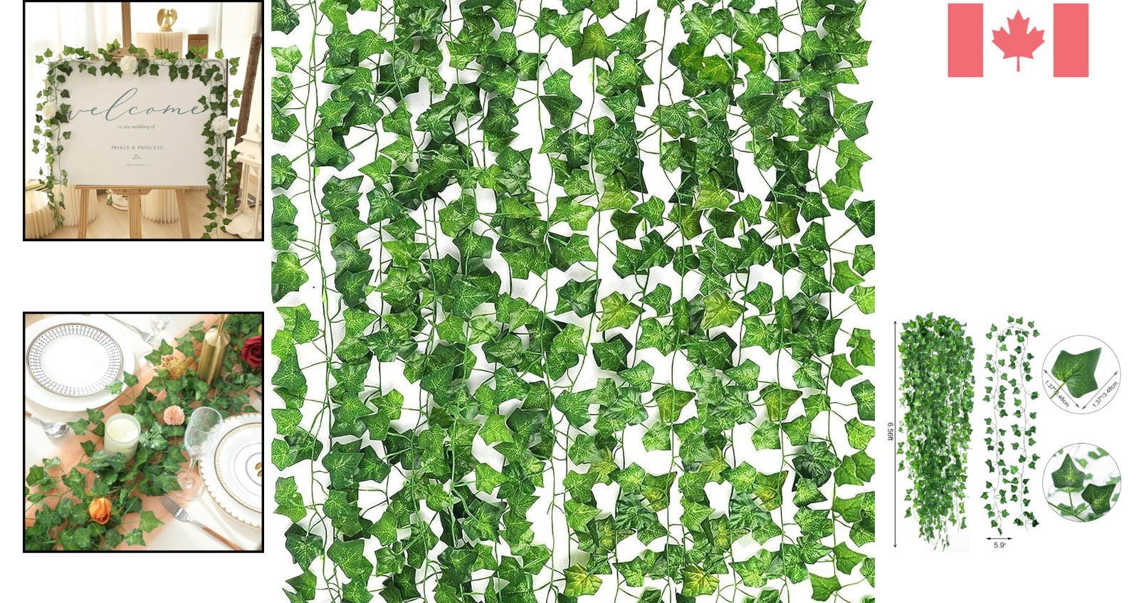 Eco-Friendly 14-Pack Artificial Ivy Vines – 78.7 Inch Length for Indoor Use