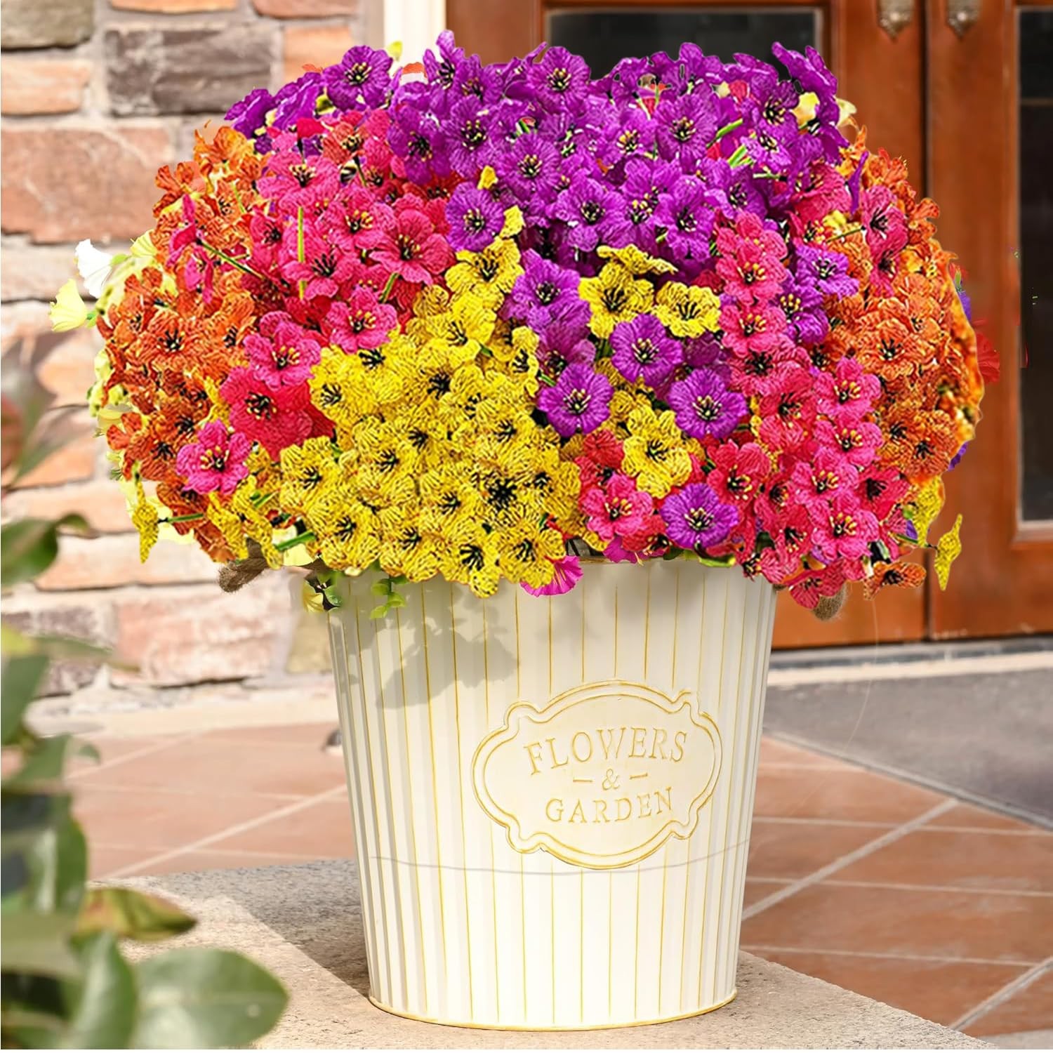 20 Bundles Artificial Flowers for Outdoors,No Fade Fake Silk Flowers with Pla…