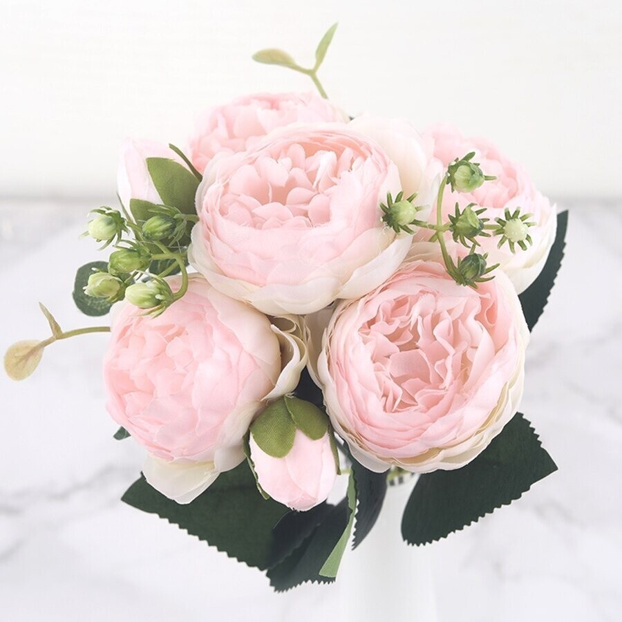Rose Flowers Bouquet Peony Artificial for Home, Wedding Indoor Decoration