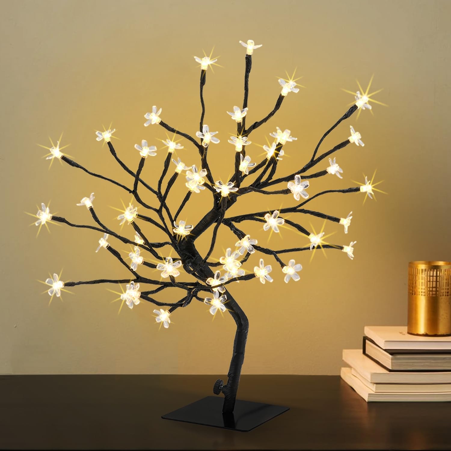 Cherry Blossom Tree Lights,Artificial Bonsai Tree with 48 Warm White LED Ligh…