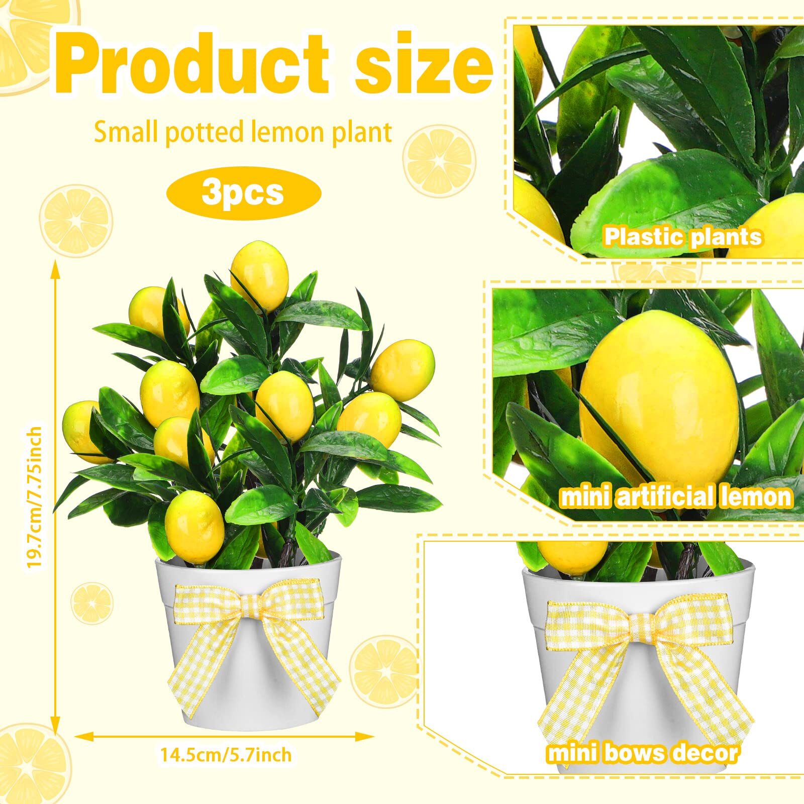 3 Set Sukkot Fruits Lemon Decor Lemon Tiered Tray Decor Artificial Lemon Plan…