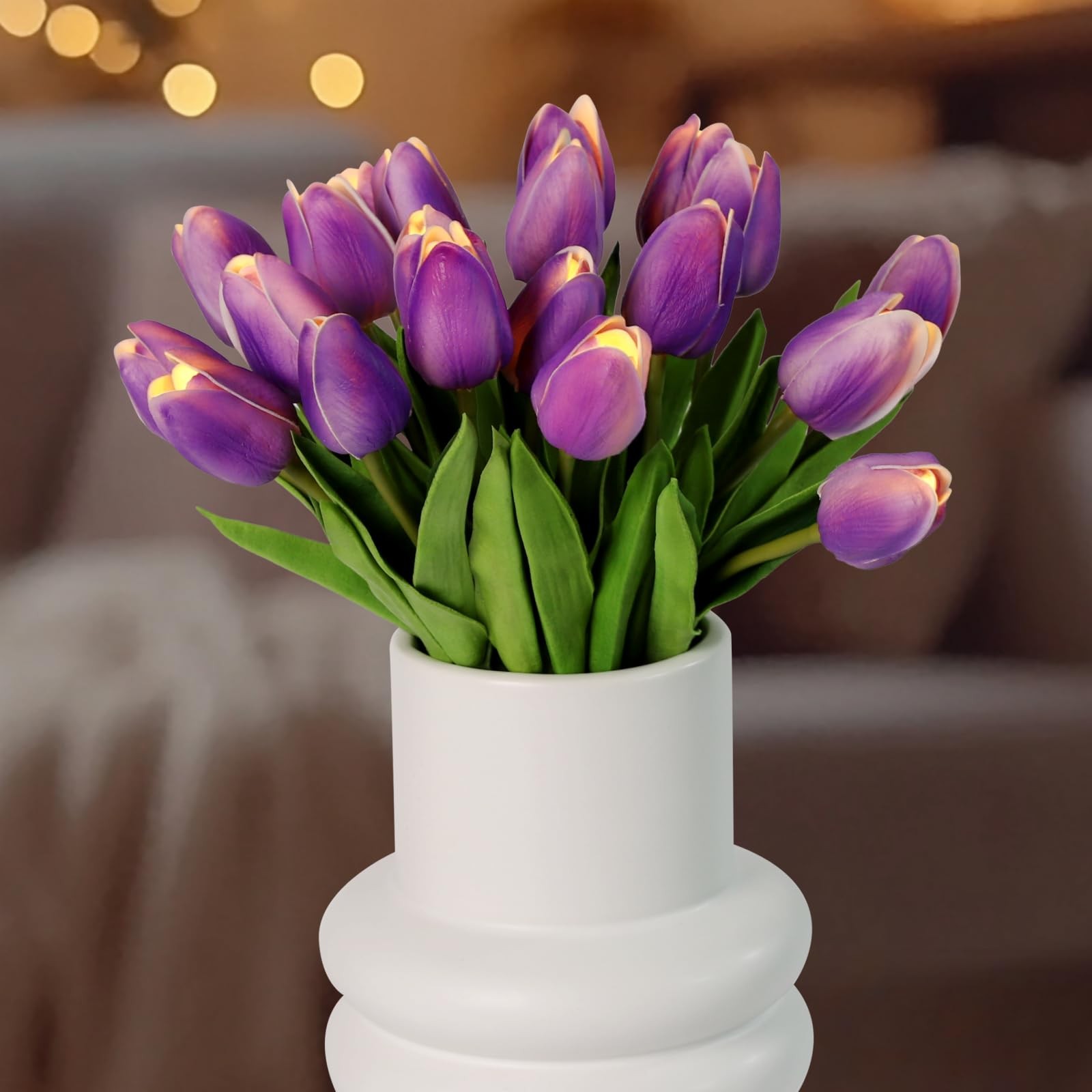20pcs Tulip Bouquet Lamp Artificial Flower Night Light Real Touch Tulip Night…