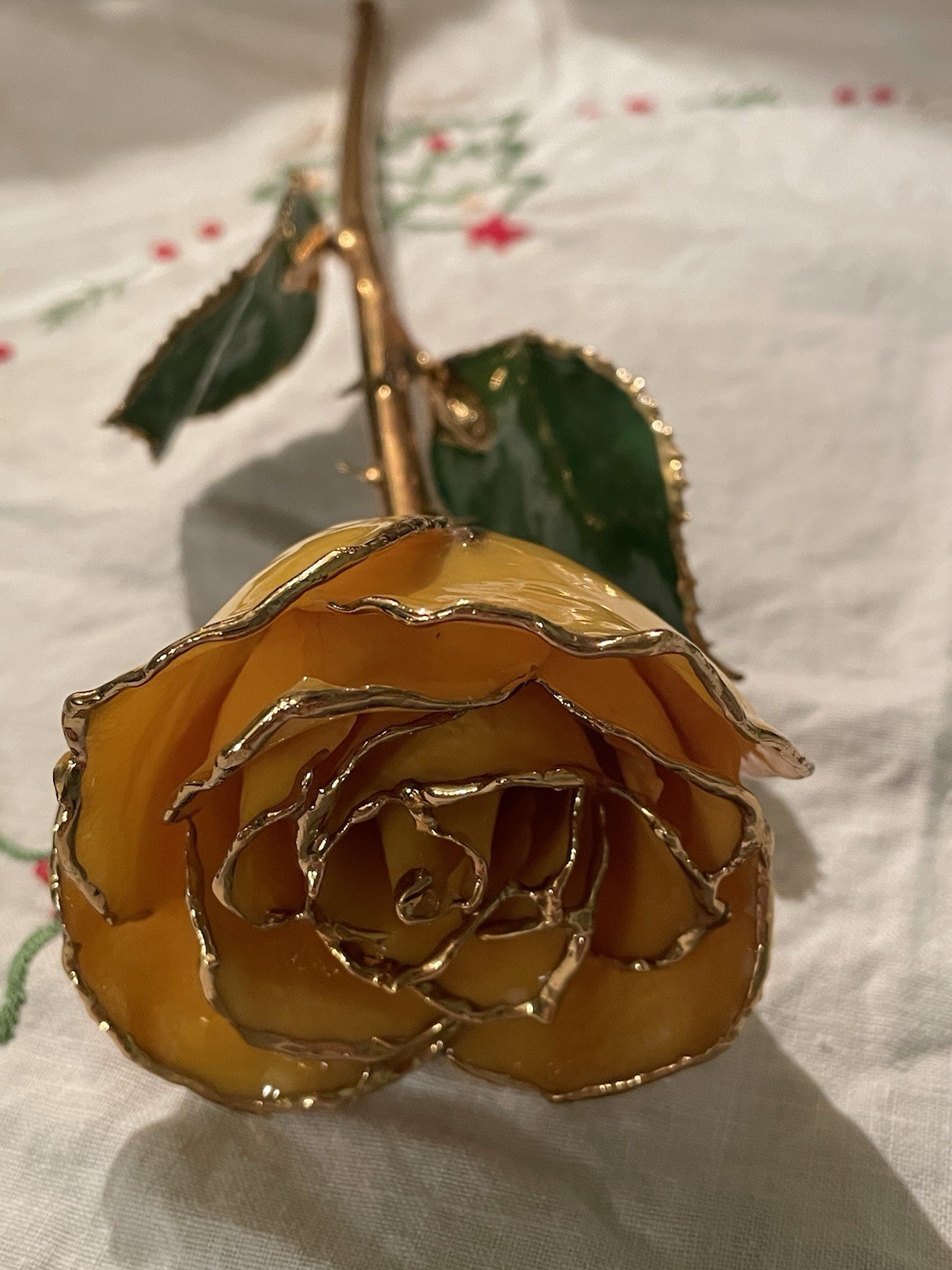 24K Gold Dipped Coated Real Rose Yellow 11”