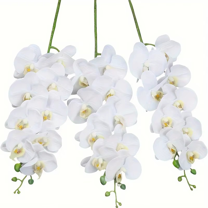 3pcs 9-Head Flowers 38 Inches Artificial Butterfly Orchid Bouquet Tabletop Decor