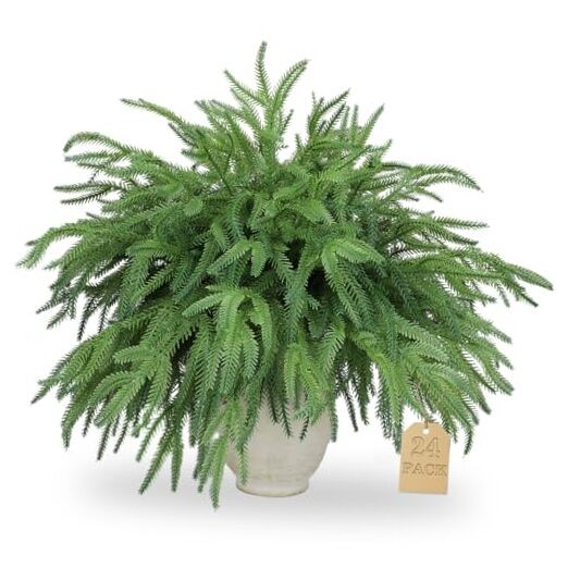 Christmas Norfolk Pine Stems, 18″ Real Touch Artificial Evergreen 24 PCS