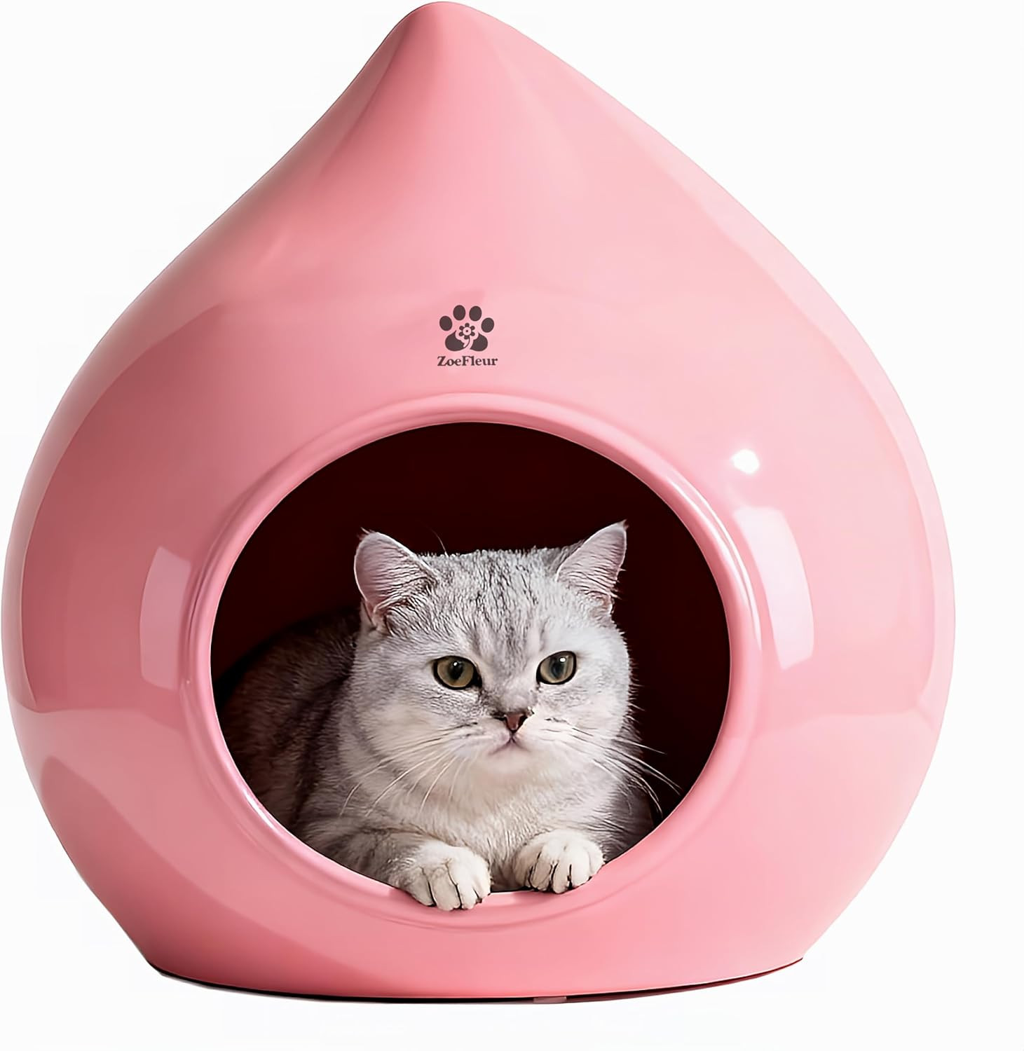 Chic Peach-Shaped Eco-Resin Pet Bed – Space-Saving Pink Decor