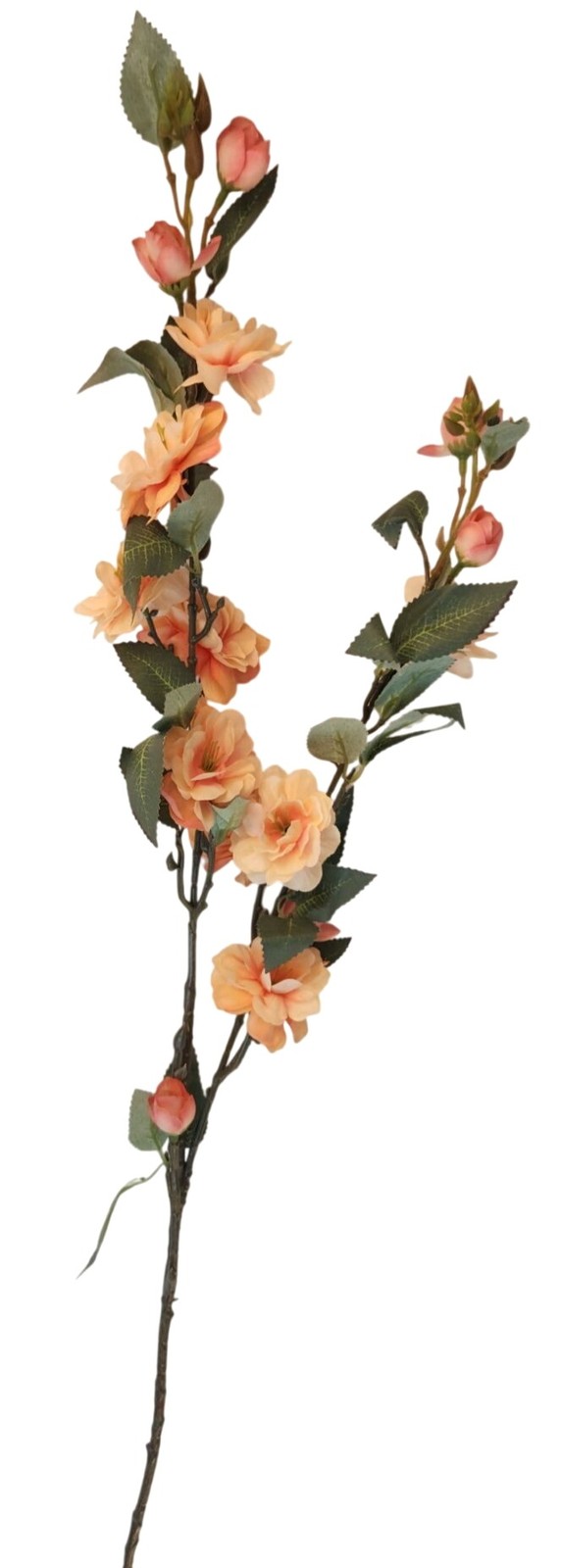 Peach Blossom Stem Artificial Flower Branch 33 Inch Faux Floral Spray Orange Flo