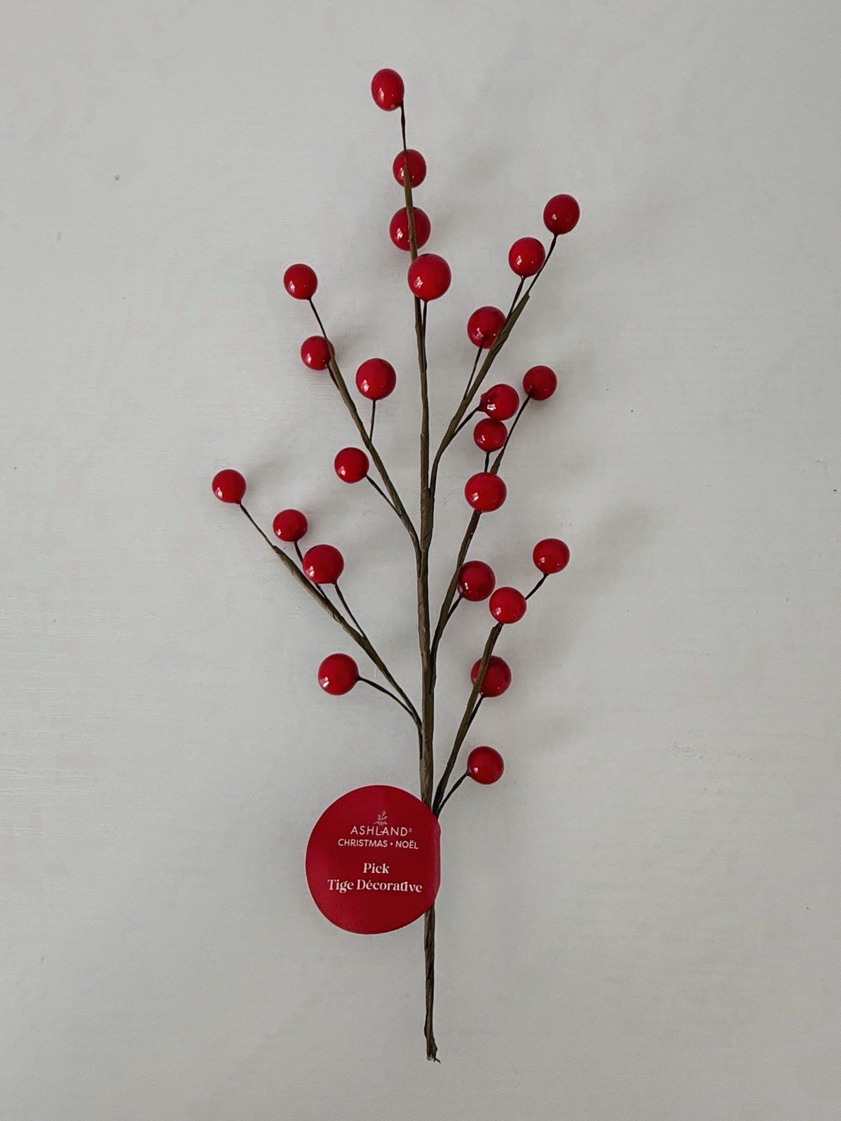 Ashland Christmas Shiny Red Berry Pick Lot Holiday Floral Stems Tree Decor 8 Pc