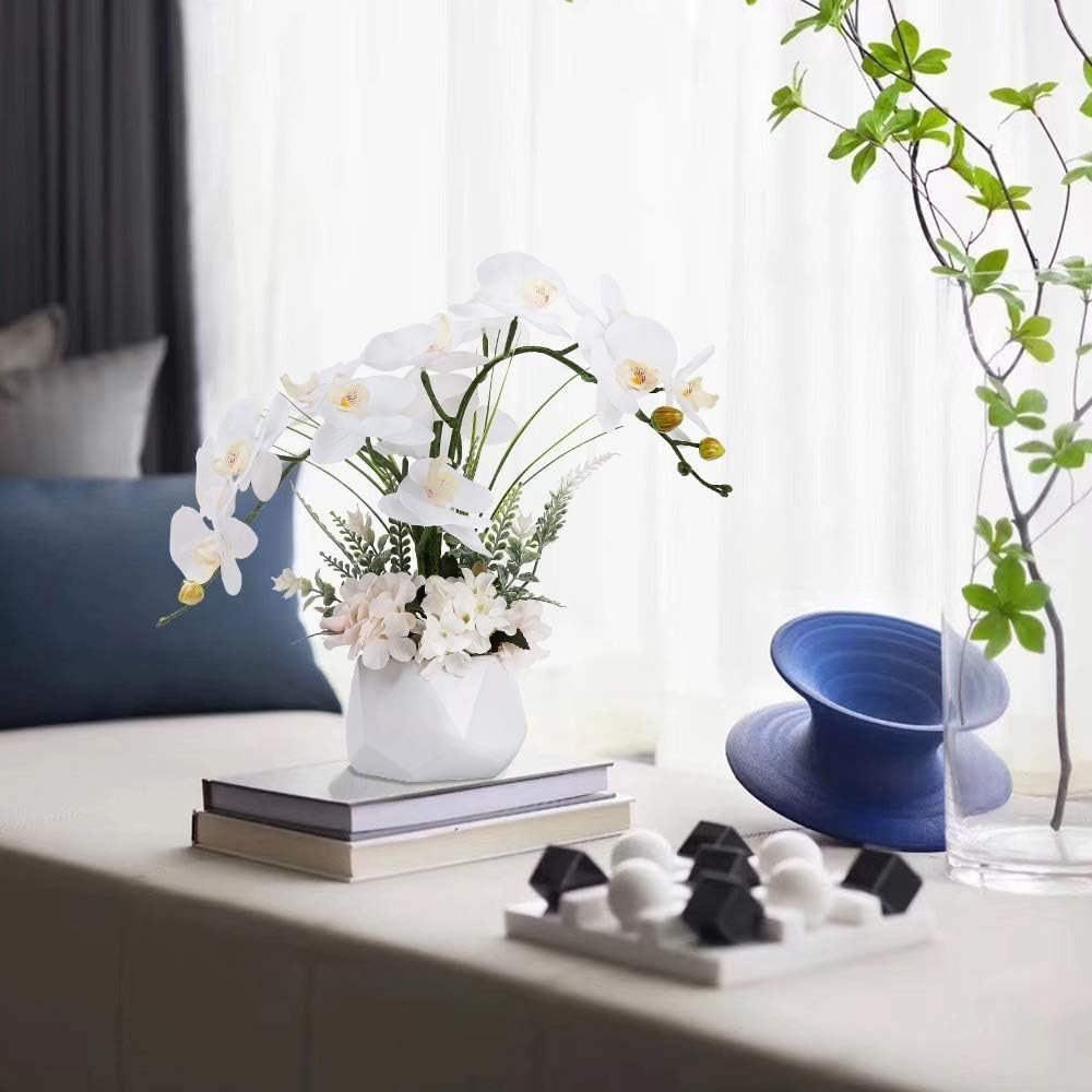 Real Touch White Orchid in Vase, Home Decoration