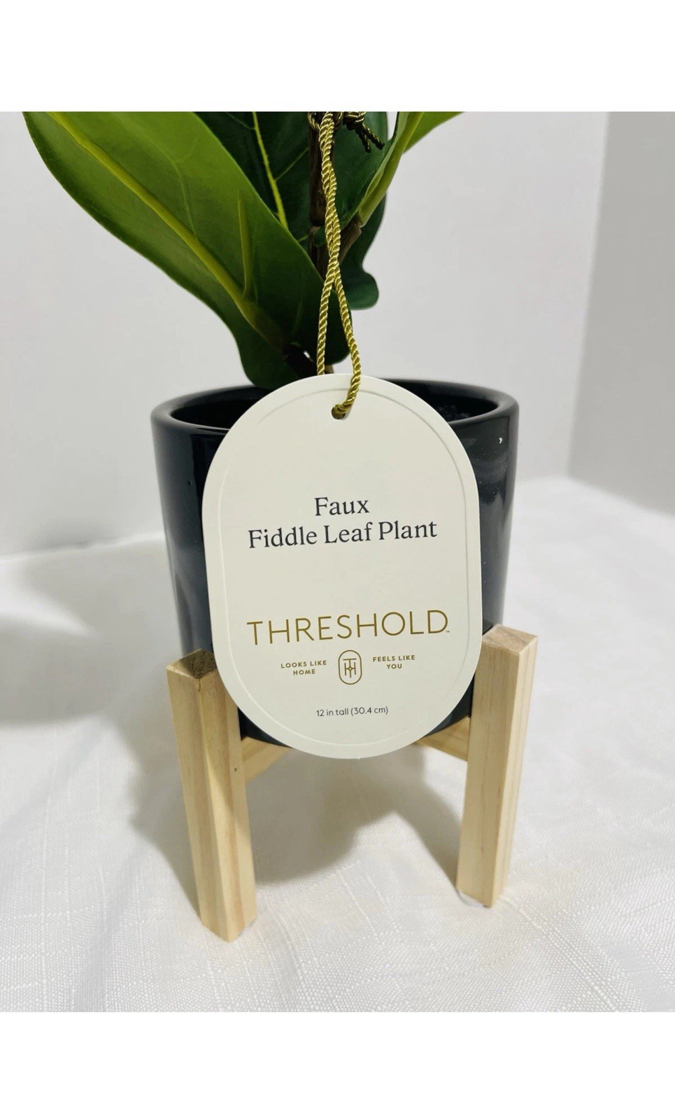 Threshold Artificial Faux Fiddle Leaf Plant in Pot Plant w/stand for Home Decor