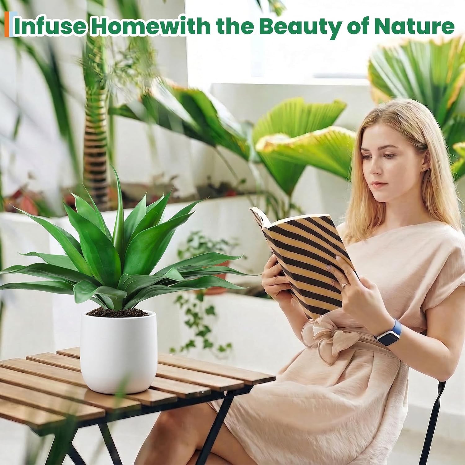 2PCS Large Artificial Agave Plant Set,Realistic Fake Agave Plants Without Pot