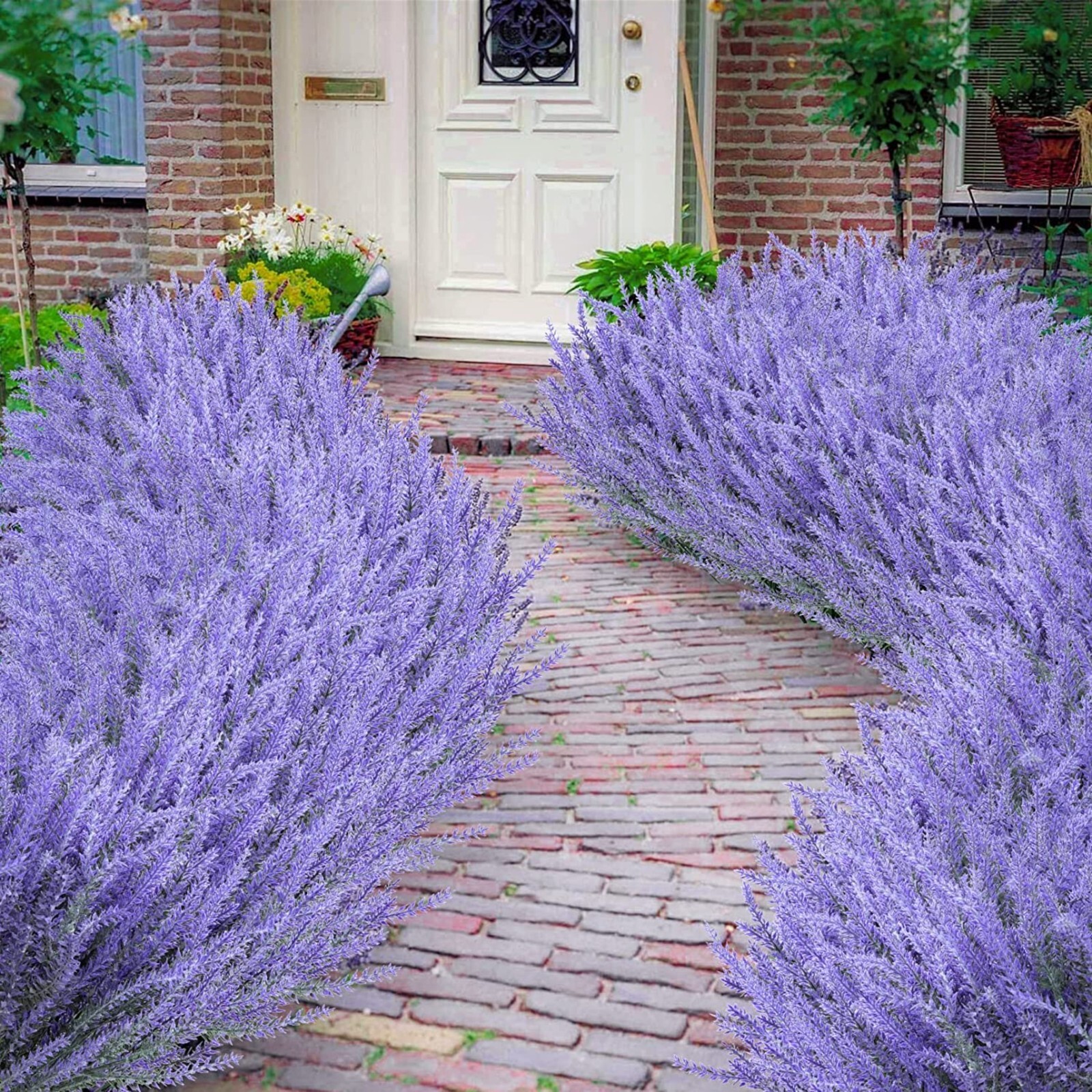 6pcs Artificial Lavender Fake Plants Purple Lavender Outdoor Indoor 14in