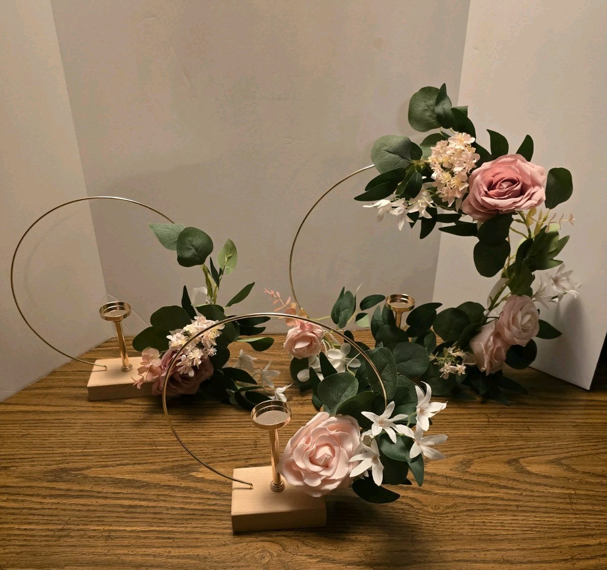 Ling’s Moment Hoop Wreath Floral Centerpieces for Sweetheart Table, Blush Pink