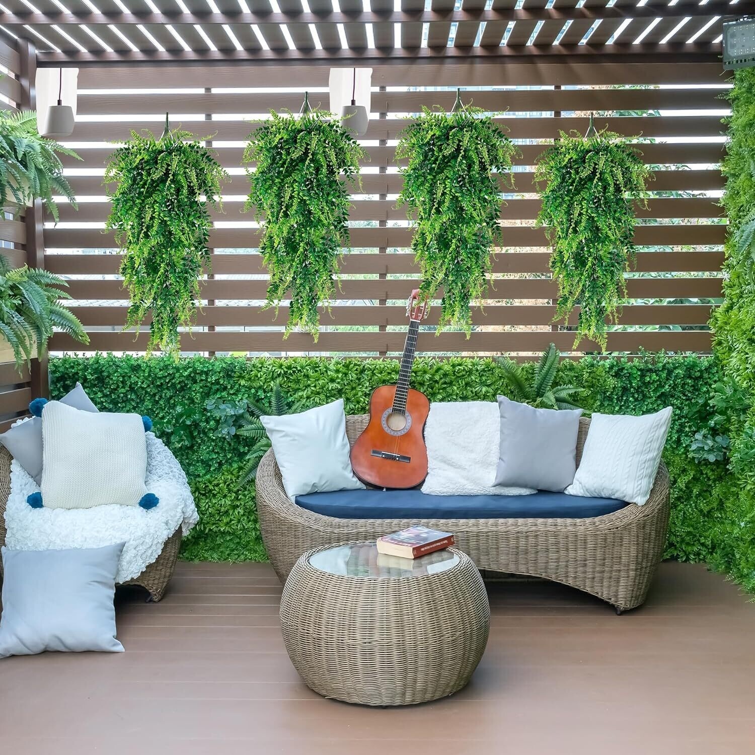 8Pcs Artificial Boston Fern Plant Fake Hanging Trailing Foliage Vine Home Decor