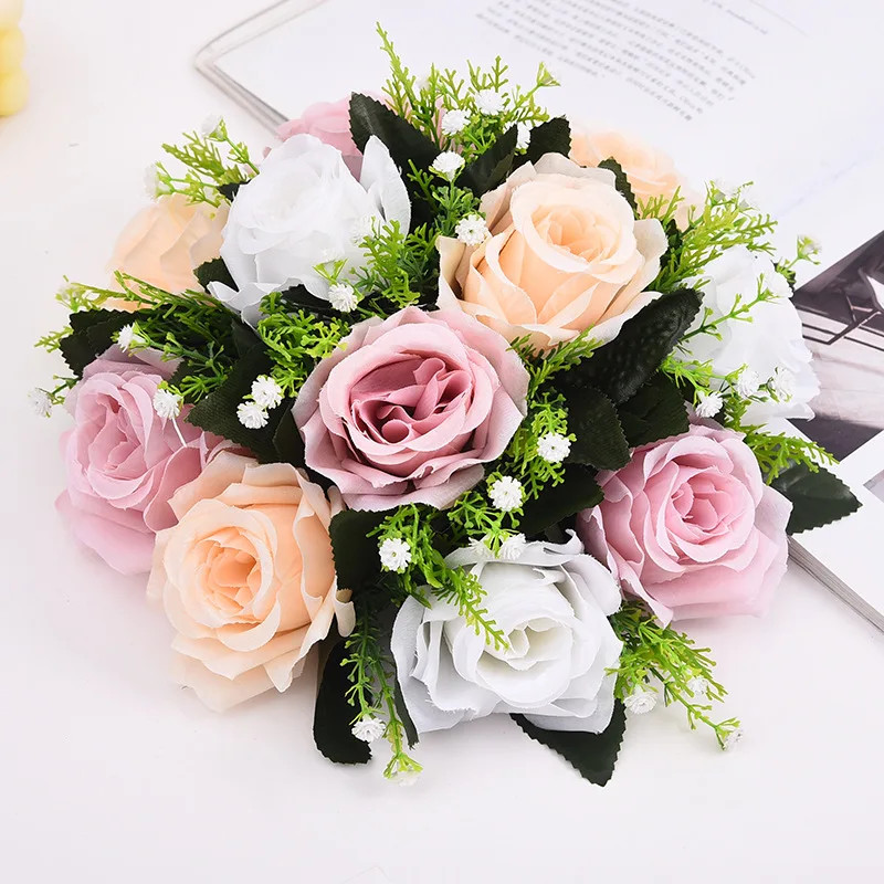 28cm Rose Artificial Flower Balls Wedding Roman Column Road Guide Decorations Bi