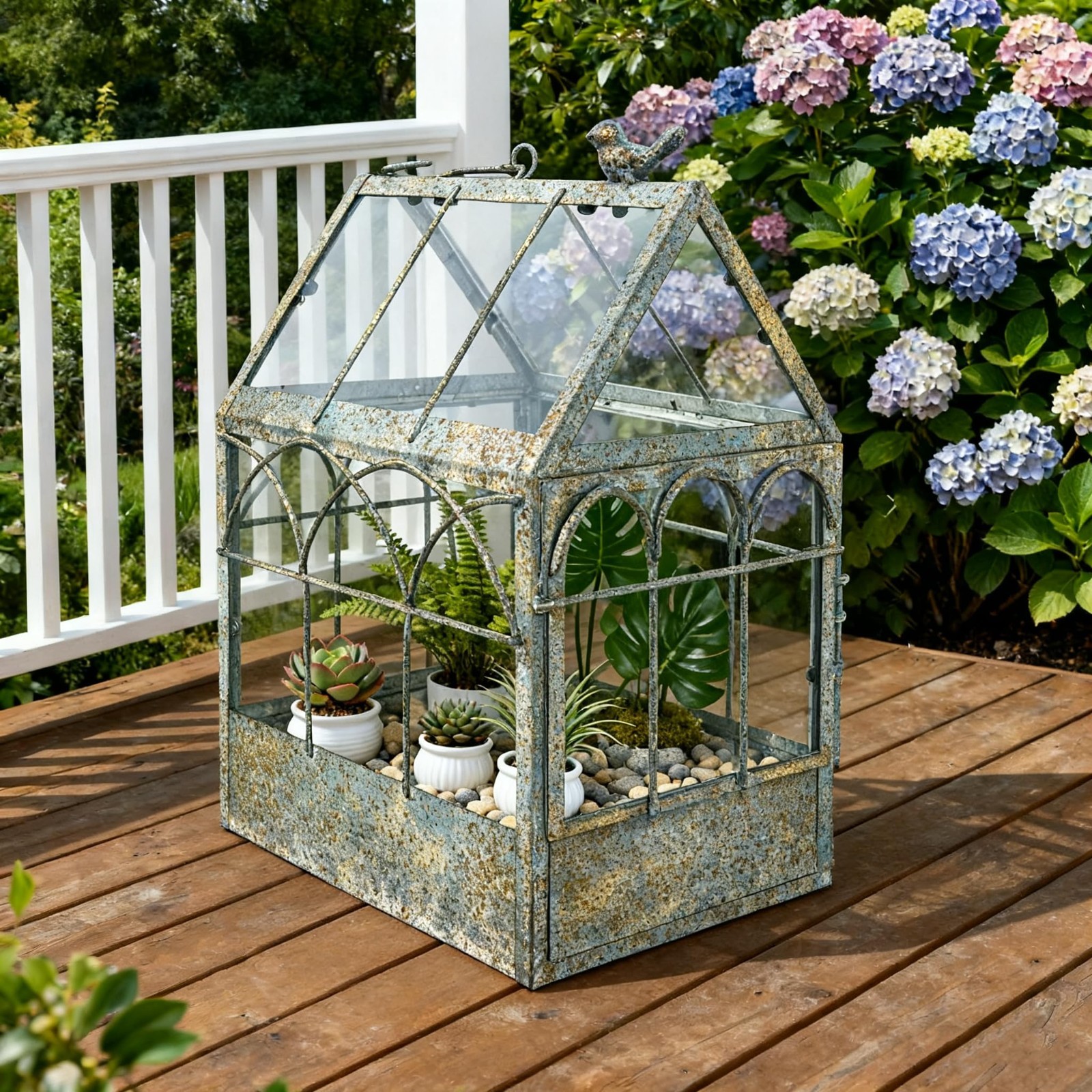Large Glass Terrarium with Lid – Geometric Indoor Planter for Succulents, Ferns,
