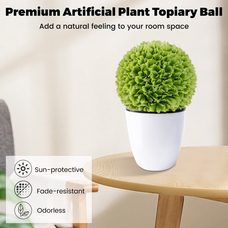 2PCS Artificial Plant Topiary Ball Boxwood Outdoor Wedding Decor With Hair Dryer