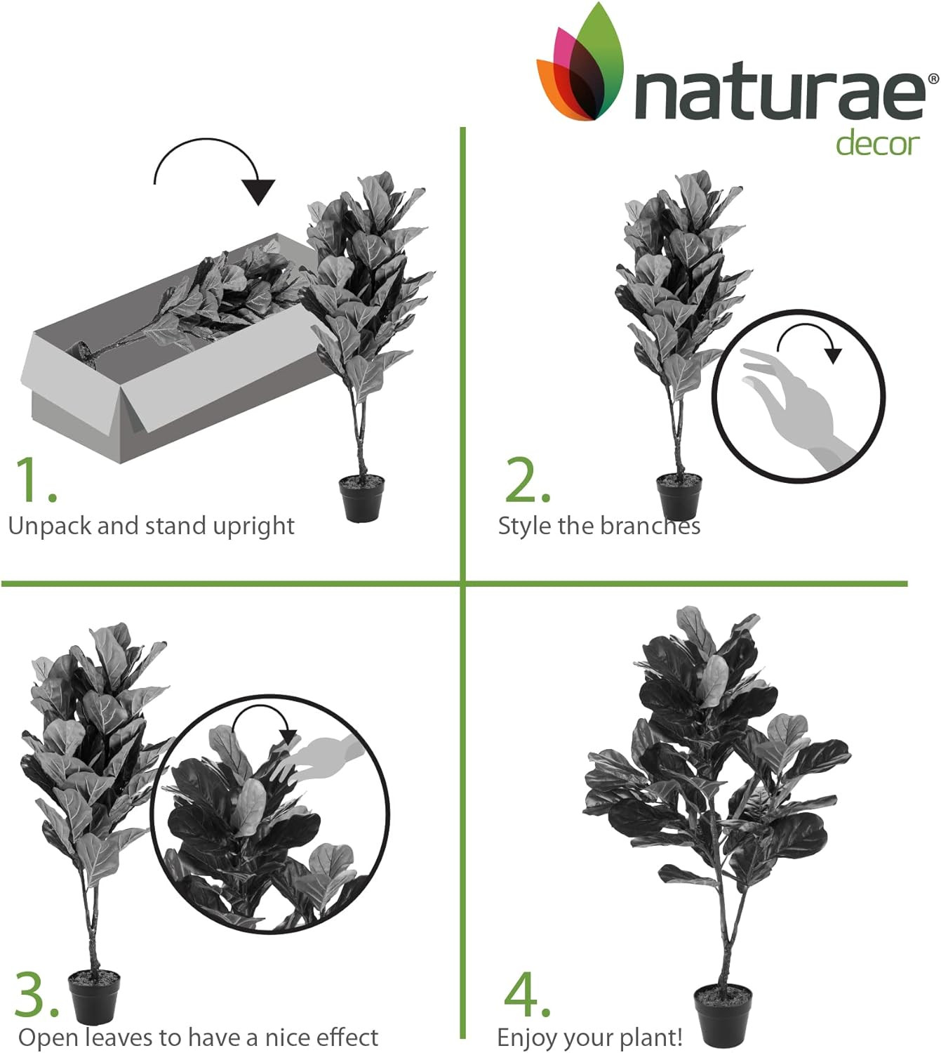 Lifelike 49″ Fiddle Leaf Artificial Plant – Perfect Indoor Décor
