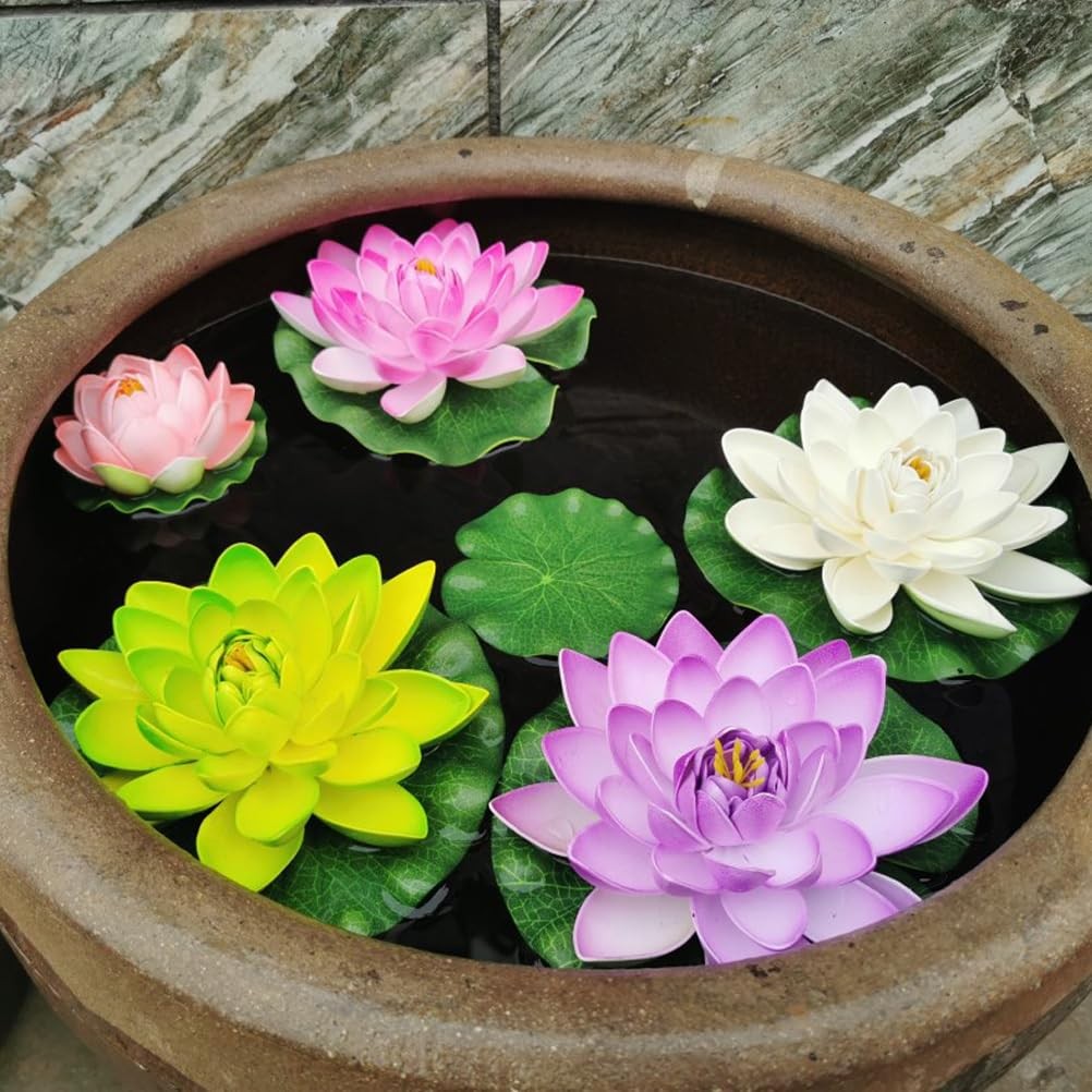14pcs 11in & 6in Artificial Flowers Floating Foam Lotus Flower with Fake Lily…