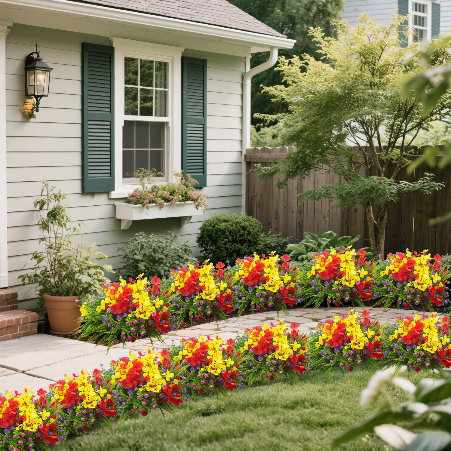 20 Packs UV Resistant Faux Flowers for Outdoor Decor – Perfect for Home & Weddin