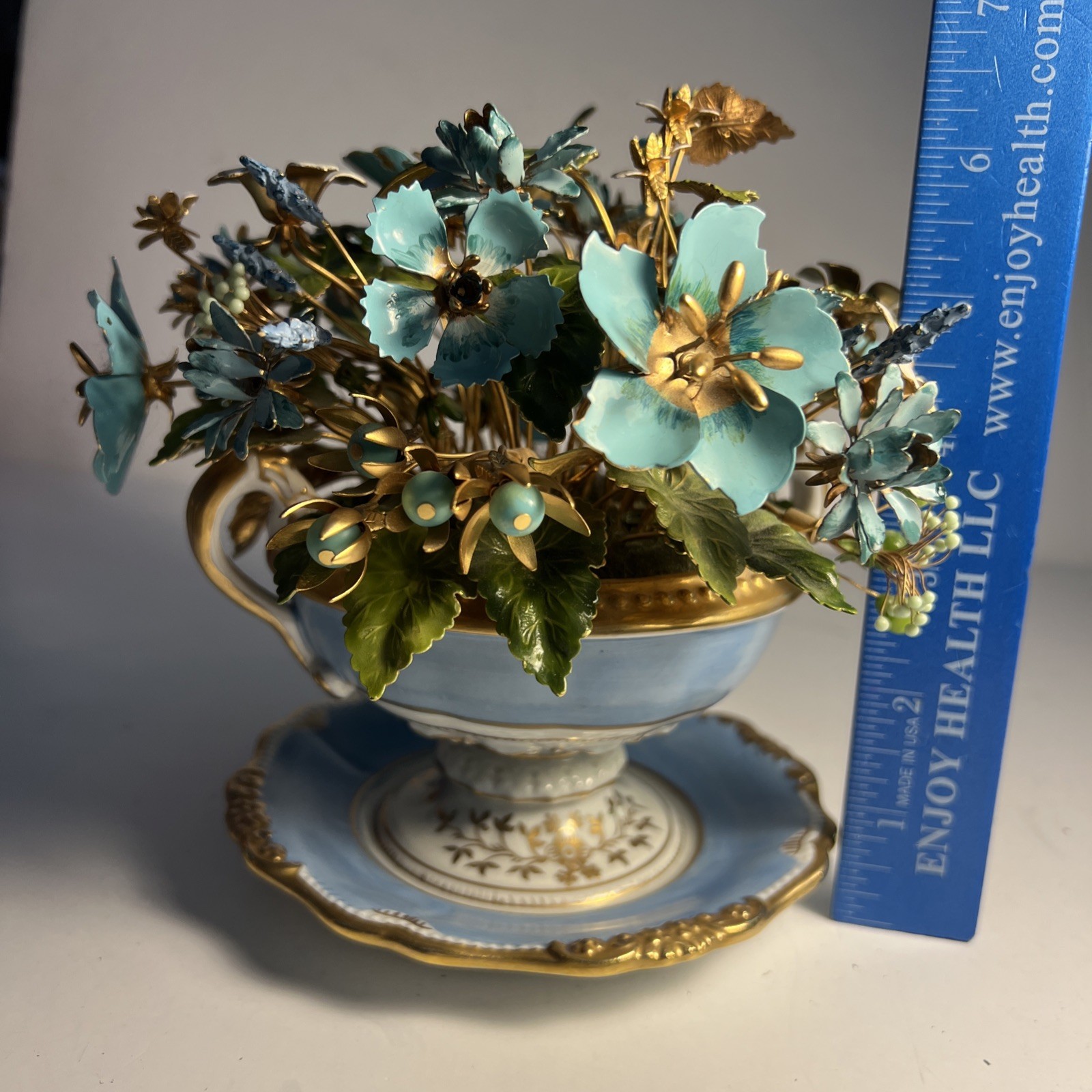 Jane Hutcheson for Gorham Blue Fleurs des Siecles 2 Handle Cache Pot EUC