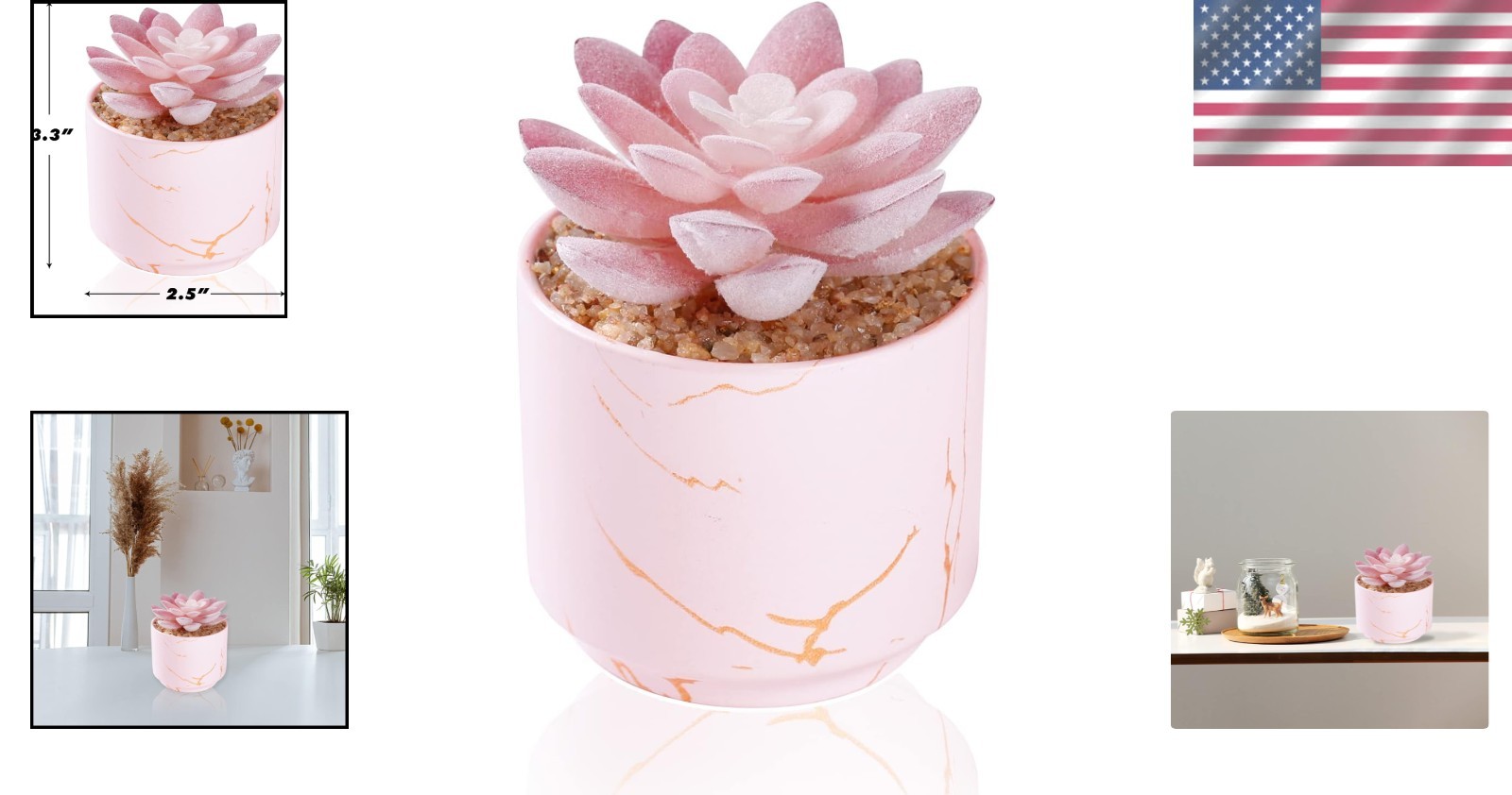Charming Artificial Pink Succulent in Ceramic Pot – Cute Décor for All Rooms