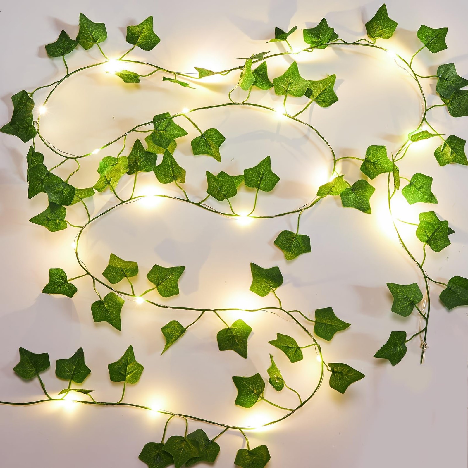 2 Pack 6.56 Ft Vines with Fairy Lights Battery Operated, 40 LEDs Artificial G…