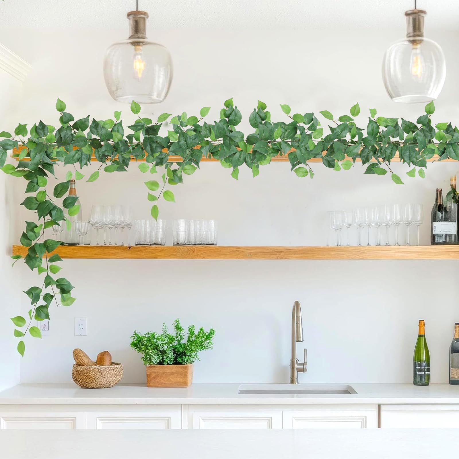 4 Strands Artificial Ivy Vine Hanging Plants 6.7ft Fake Scindapsus Vines Garl…
