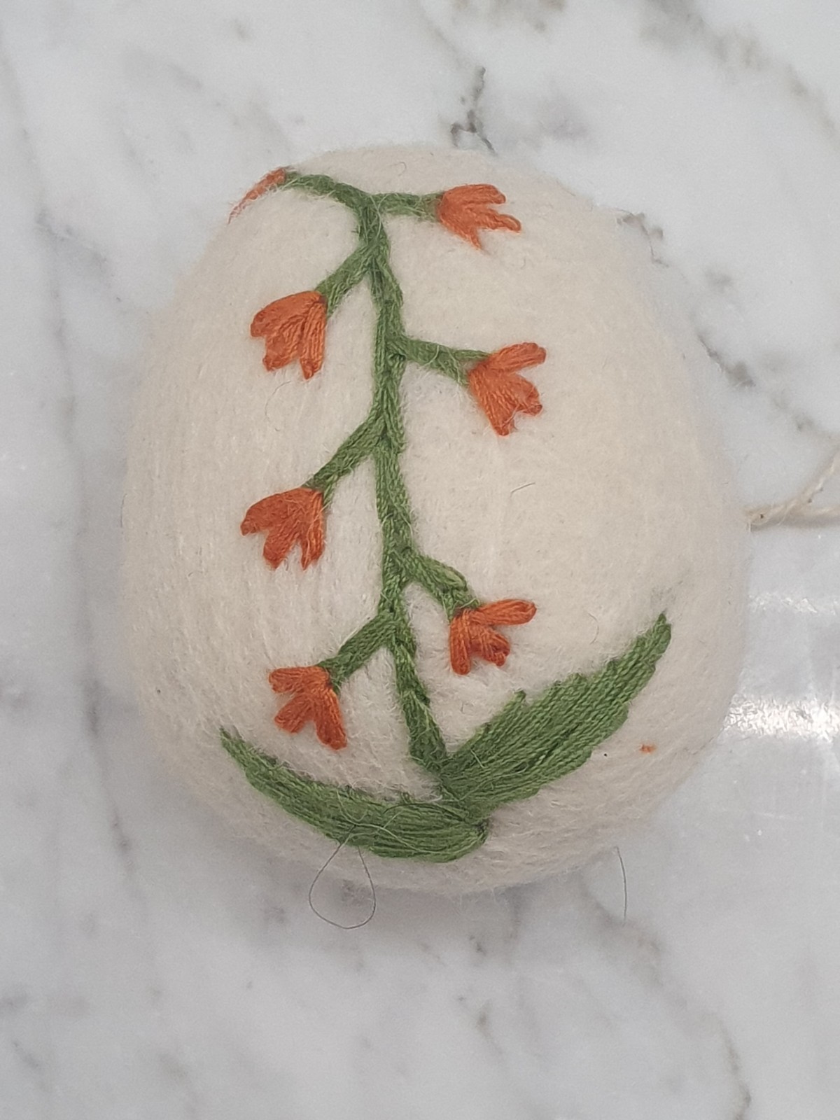 6 Cottage Core Farmhouse Chic Boiled Wool Eggs Embroidered Flowers Basket Decor