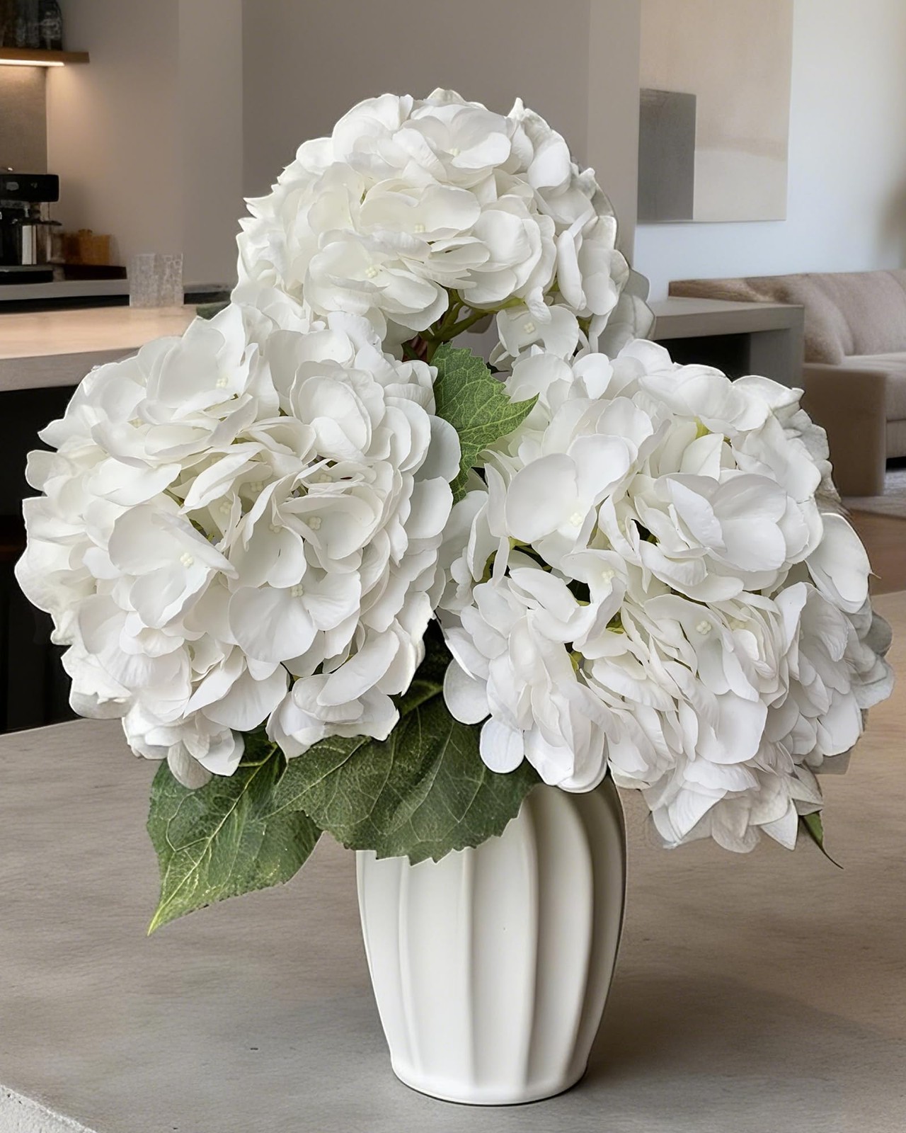 21in Hydrangea Artificial Flowers 3Pcs: Real Touch Latex Lifelike Large Hydra…