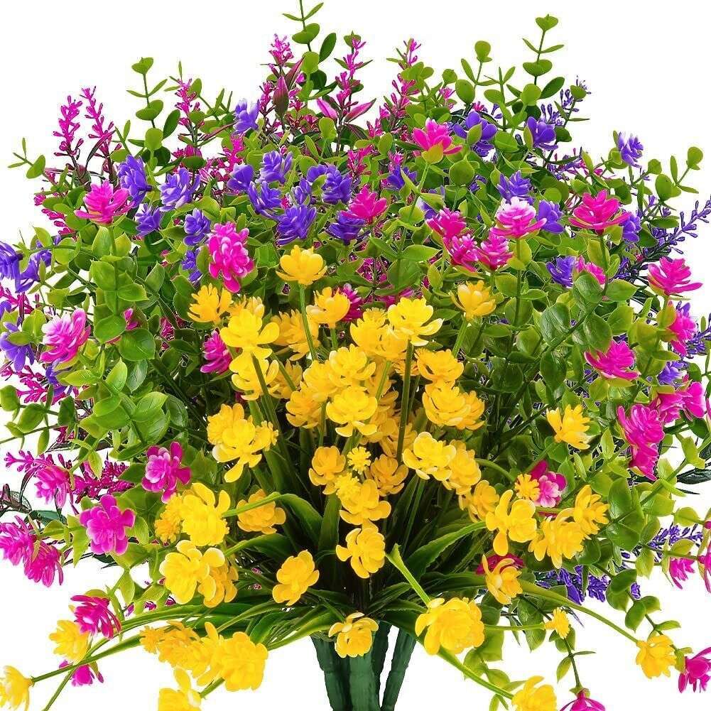 10 Bundles Outdoor Artificial Flowers UV Resistant Boxwood Plants Greenery Decor