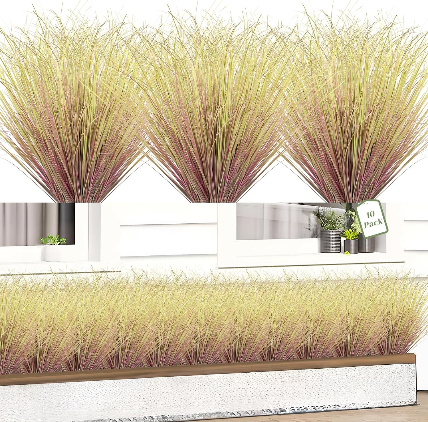 10 Bundles Fake Grass Plants Artificial Plants Outdoor Faux Plants Tall Shrubs W